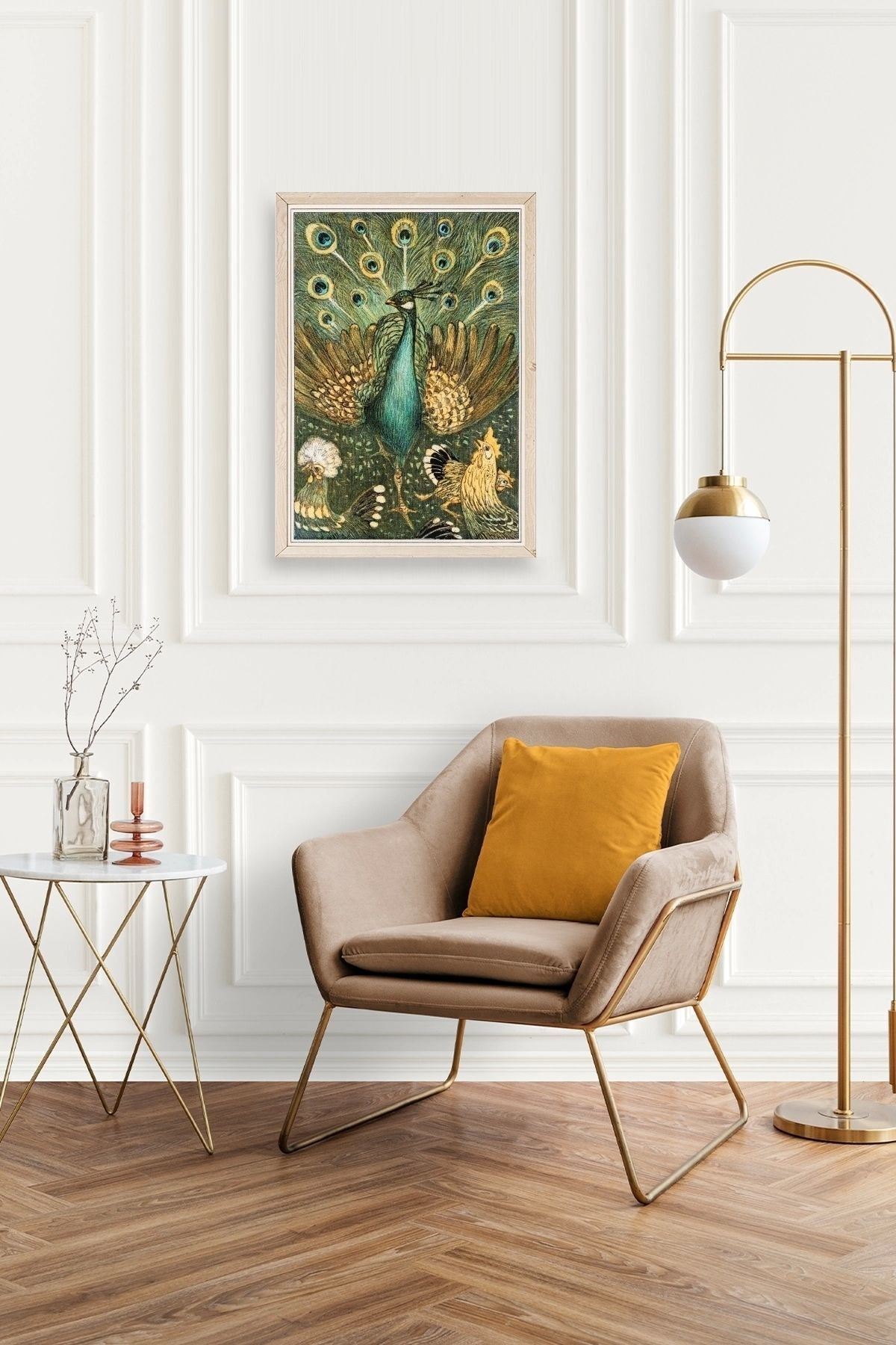 Nouveau Vintage Peacock Ahşap Çerçeveli Tablo 17 x 23