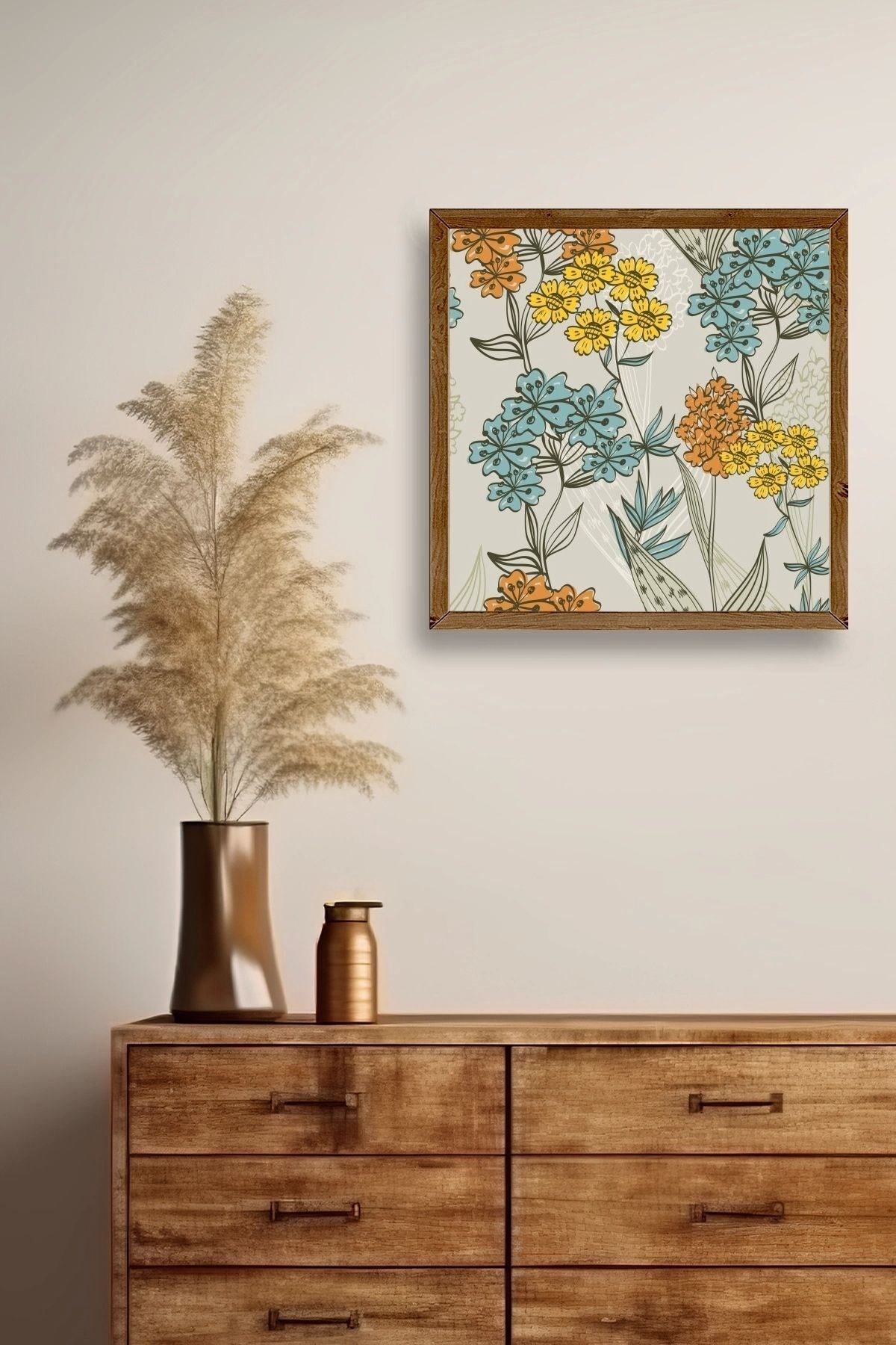 Çiçek Ahşap Çerçeveli Tablo 42 x 42