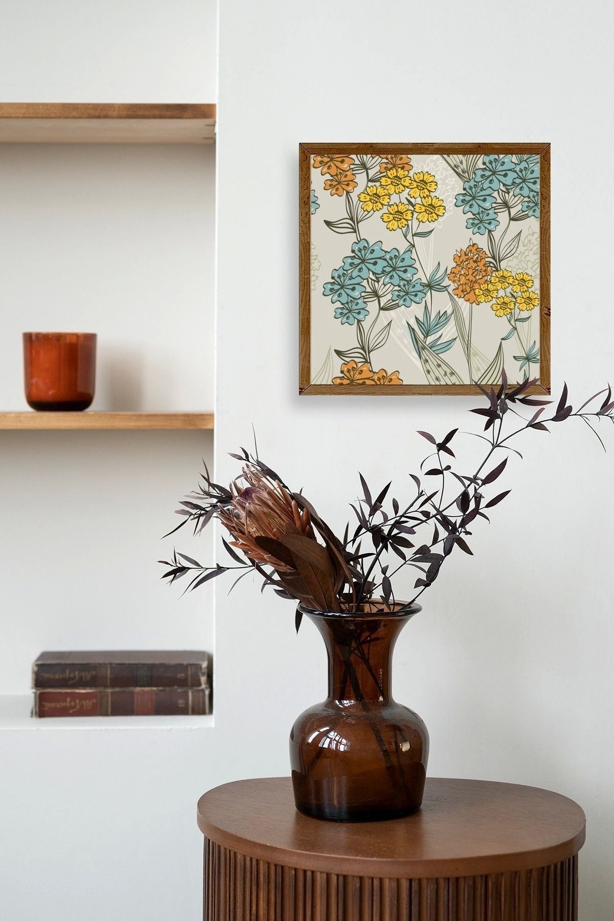 Çiçek Ahşap Çerçeveli Tablo 23 x 23