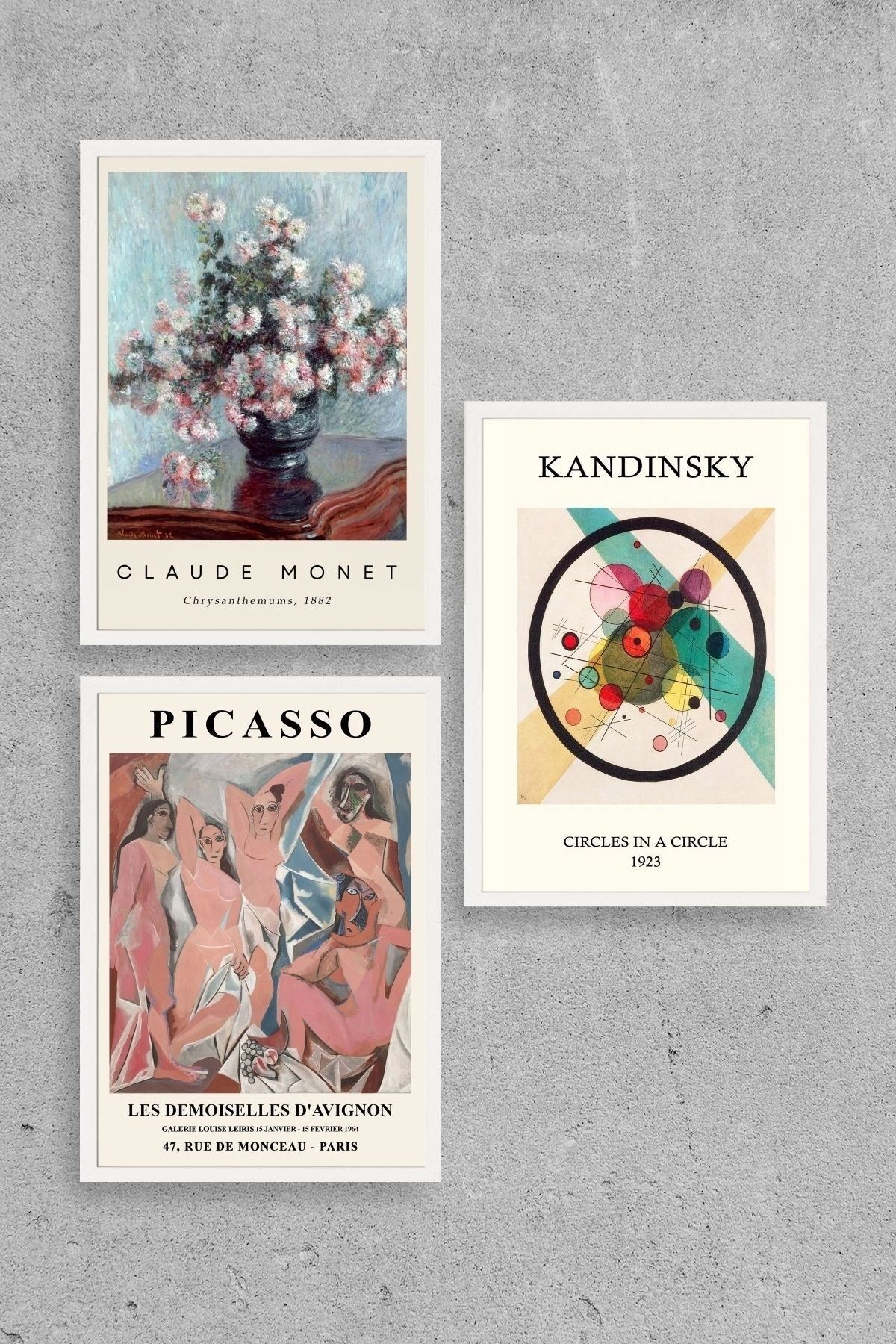 Ünlü Tablolar Üçlü Ahşap Çerçeveli Tablo 50 x 70