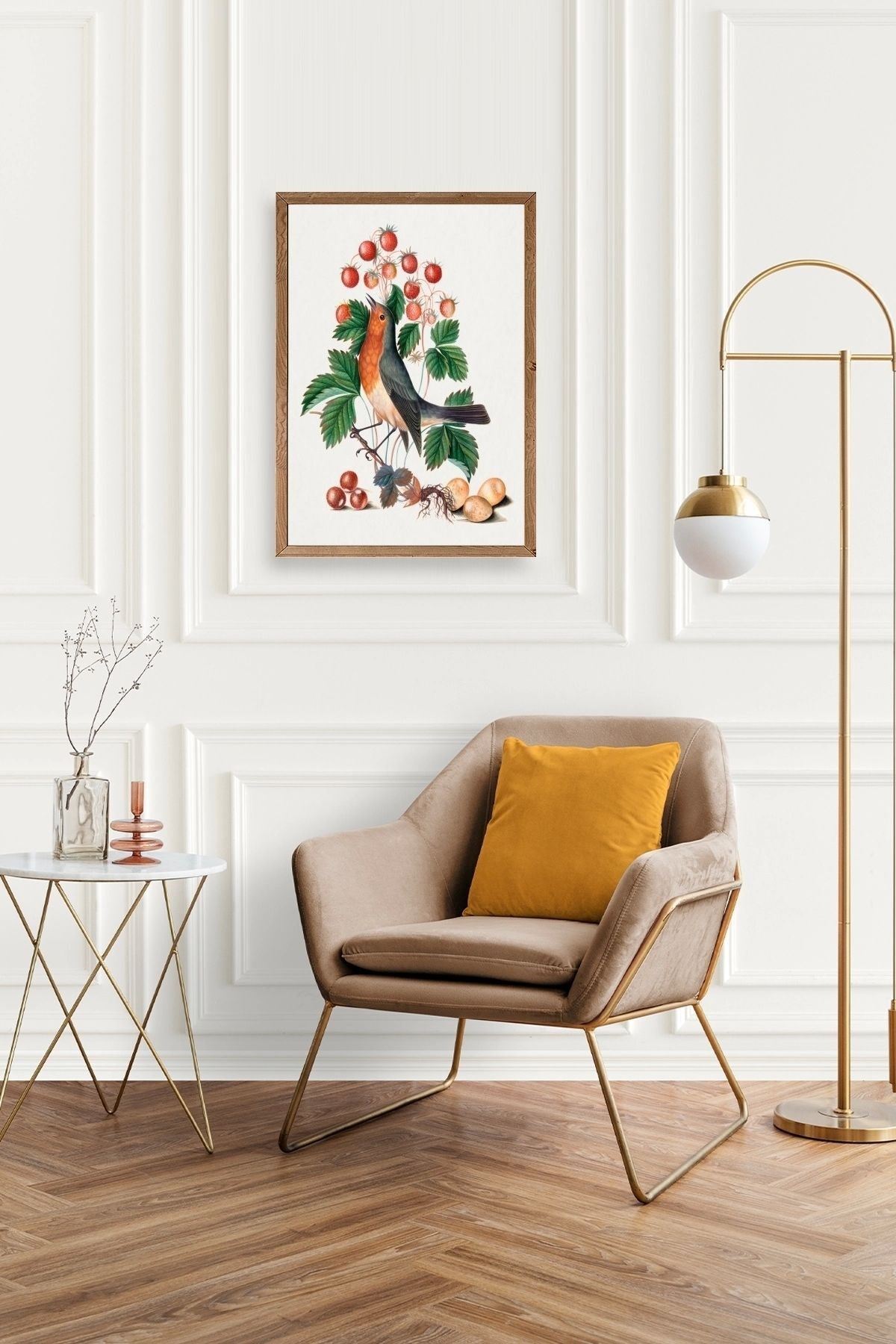 Daldaki Kuş Ahşap Çerçeveli Tablo 30 x 42