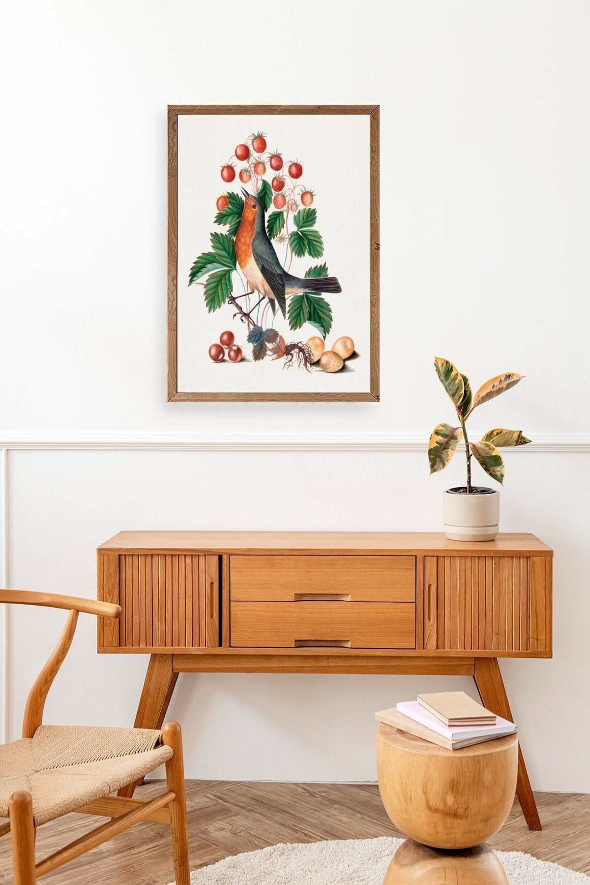 Daldaki Kuş Ahşap Çerçeveli Tablo 30 x 42