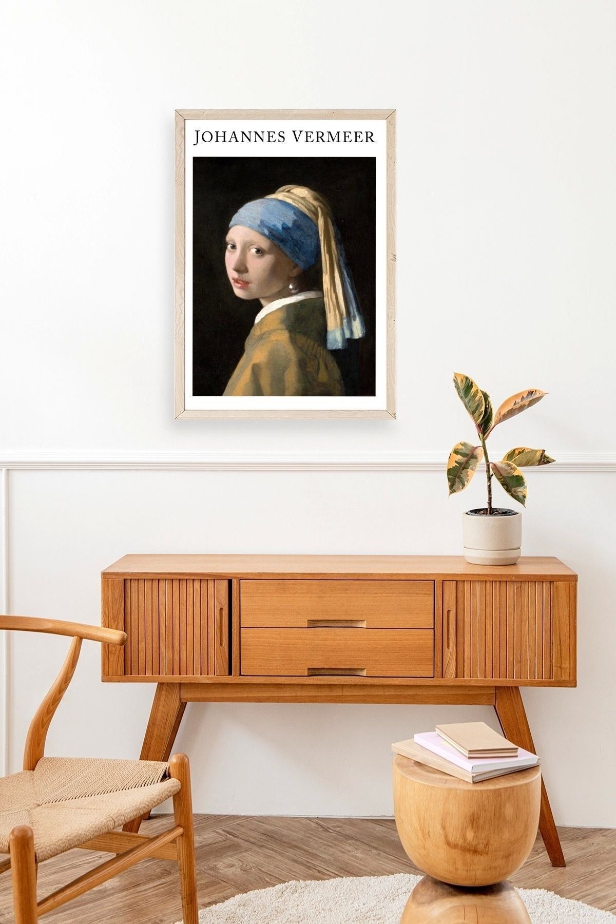 İnci Küpeli Kız Ahşap Çerçeveli Tablo 23 x 30