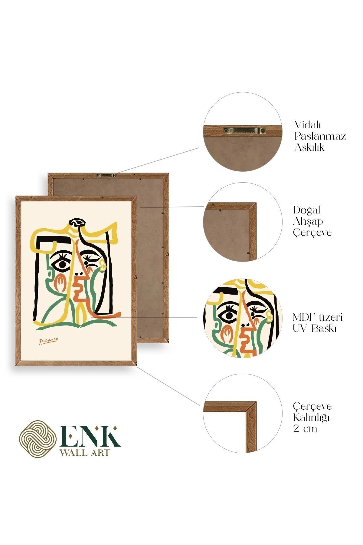 Tete de Femme Ahşap Çerçeveli Tablo 50 x 70