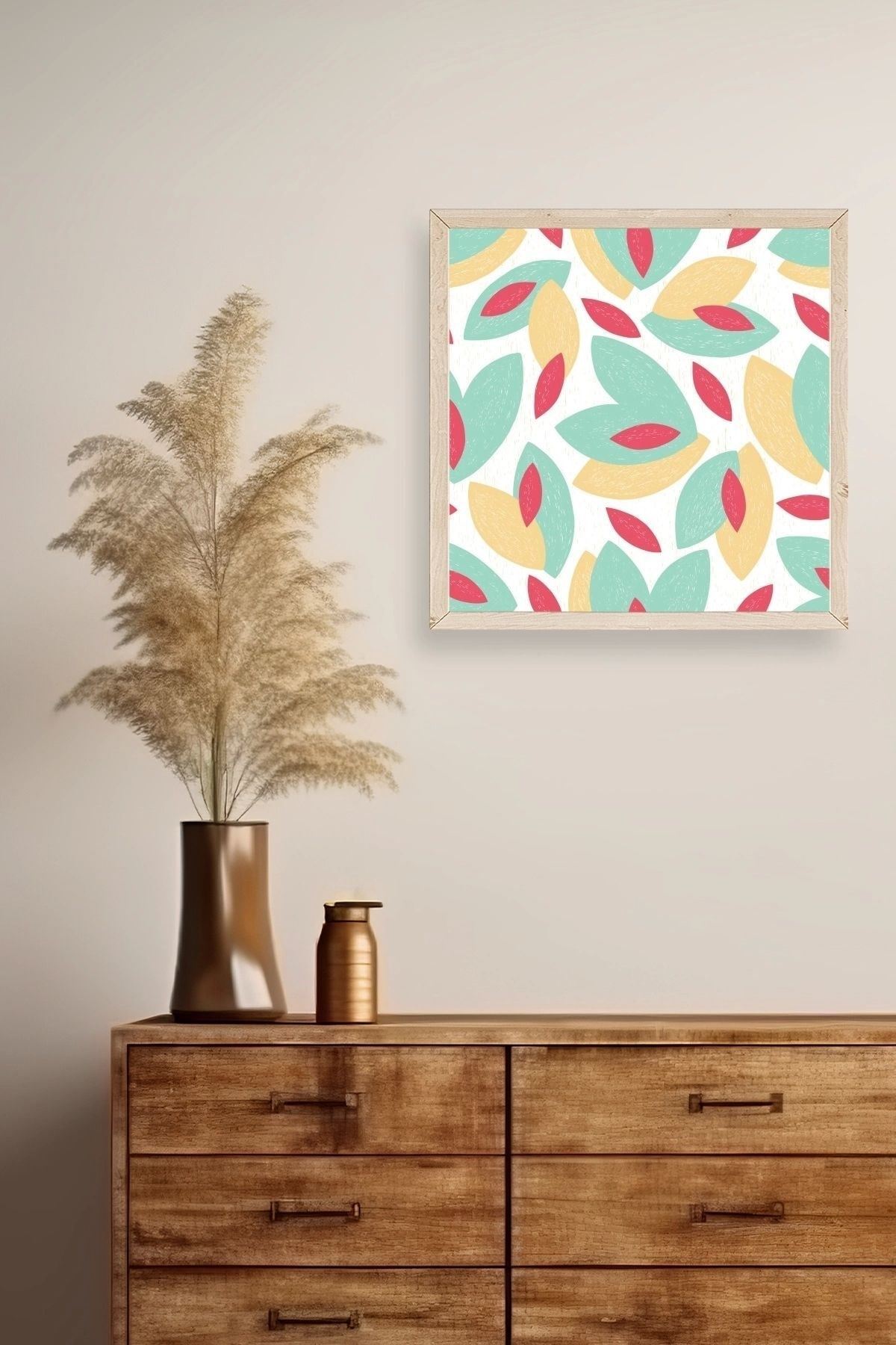 Yaprak Ahşap Çerçeveli Tablo 50 x 50