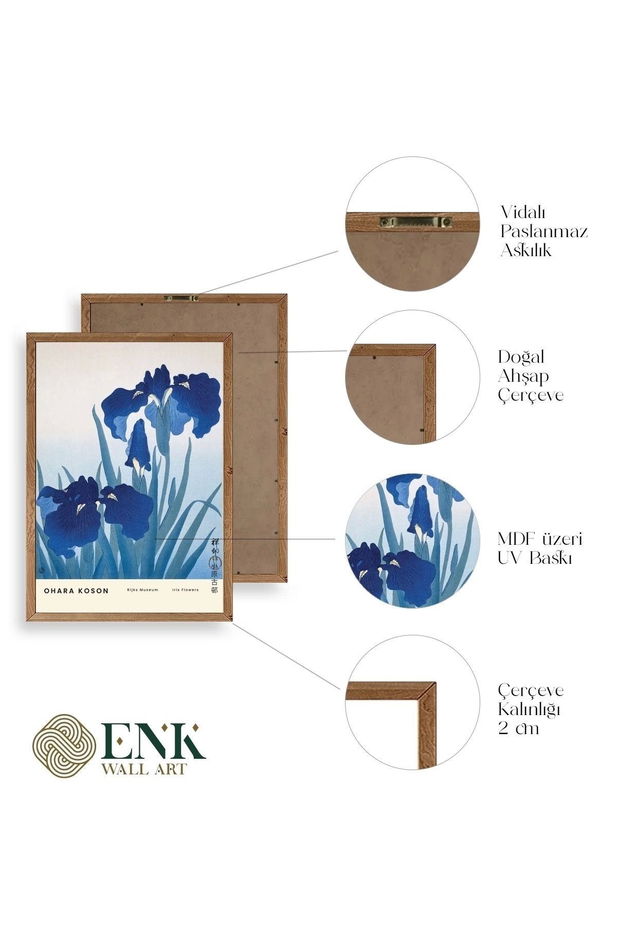 Vazodaki Çiçekler Üçlü Ahşap Çerçeveli Tablo 50 x 70