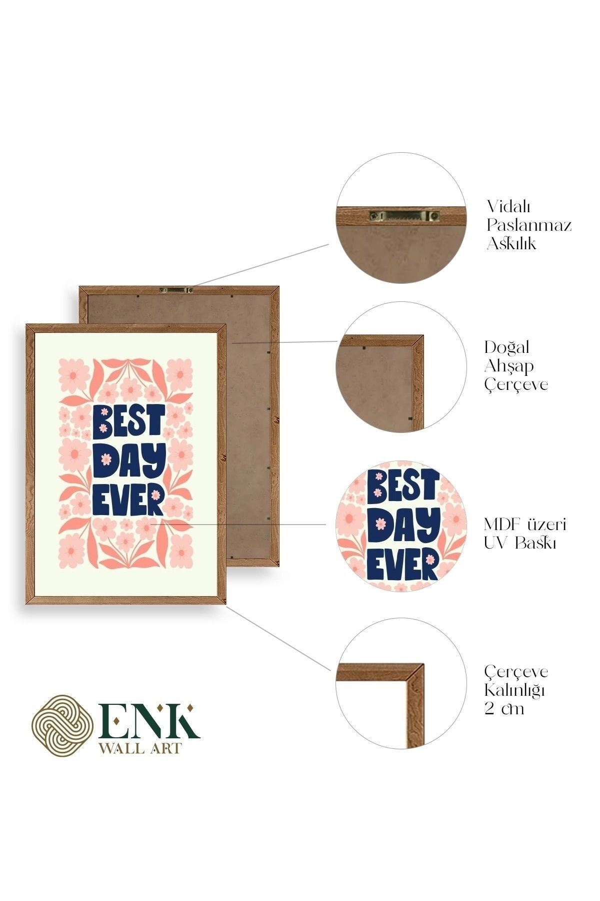 Flower Market Üçlü Ahşap Çerçeveli Tablo 50 x 70