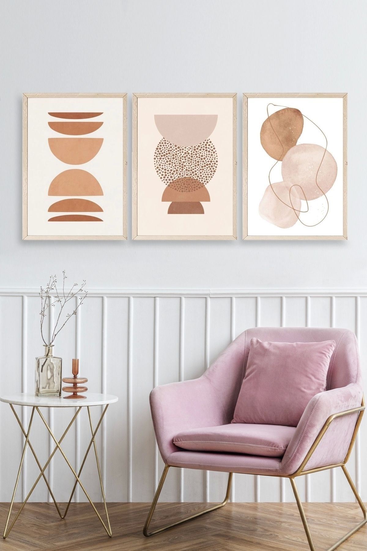 Modern Üçlü Ahşap Çerçeveli Tablo 50 x 70