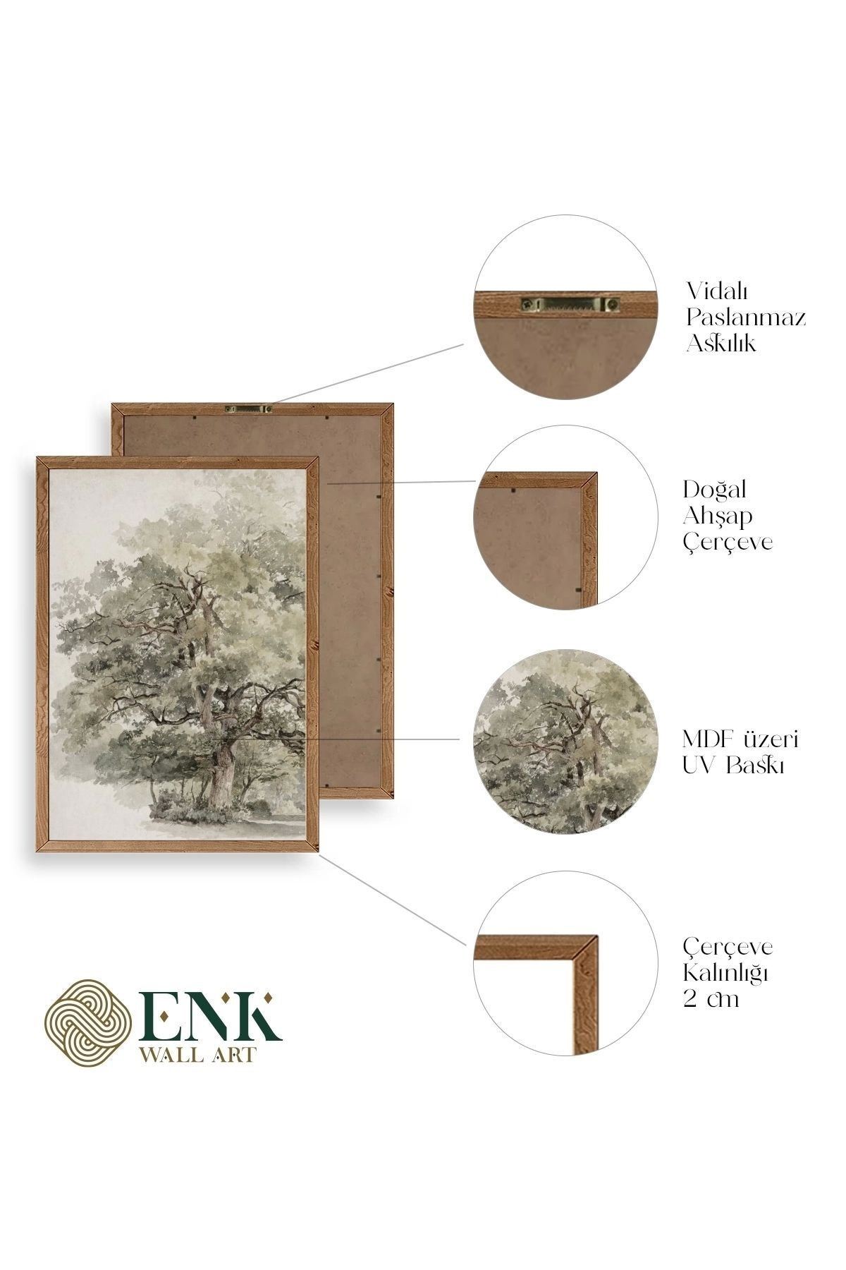 Ağaç Ahşap Çerçeveli Tablo 50 x 70