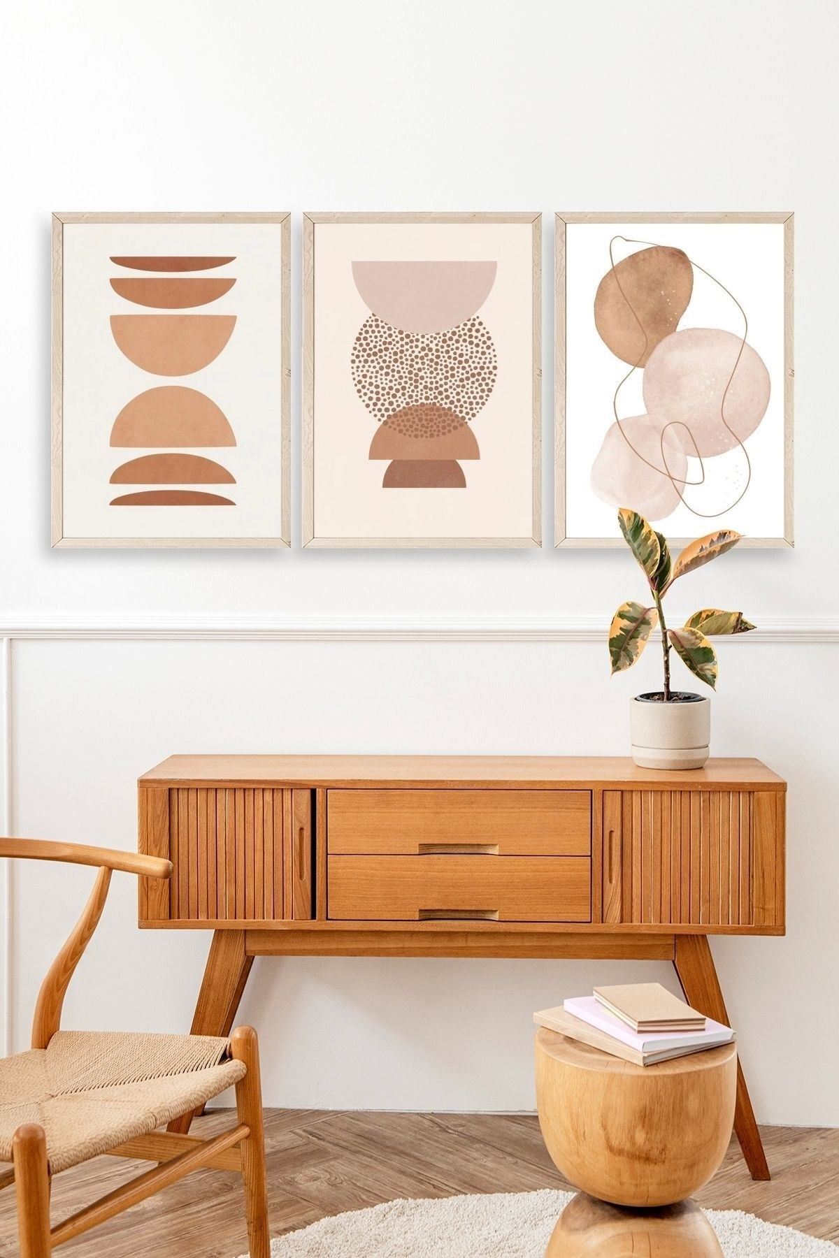 Modern Üçlü Ahşap Çerçeveli Tablo 40 x 60