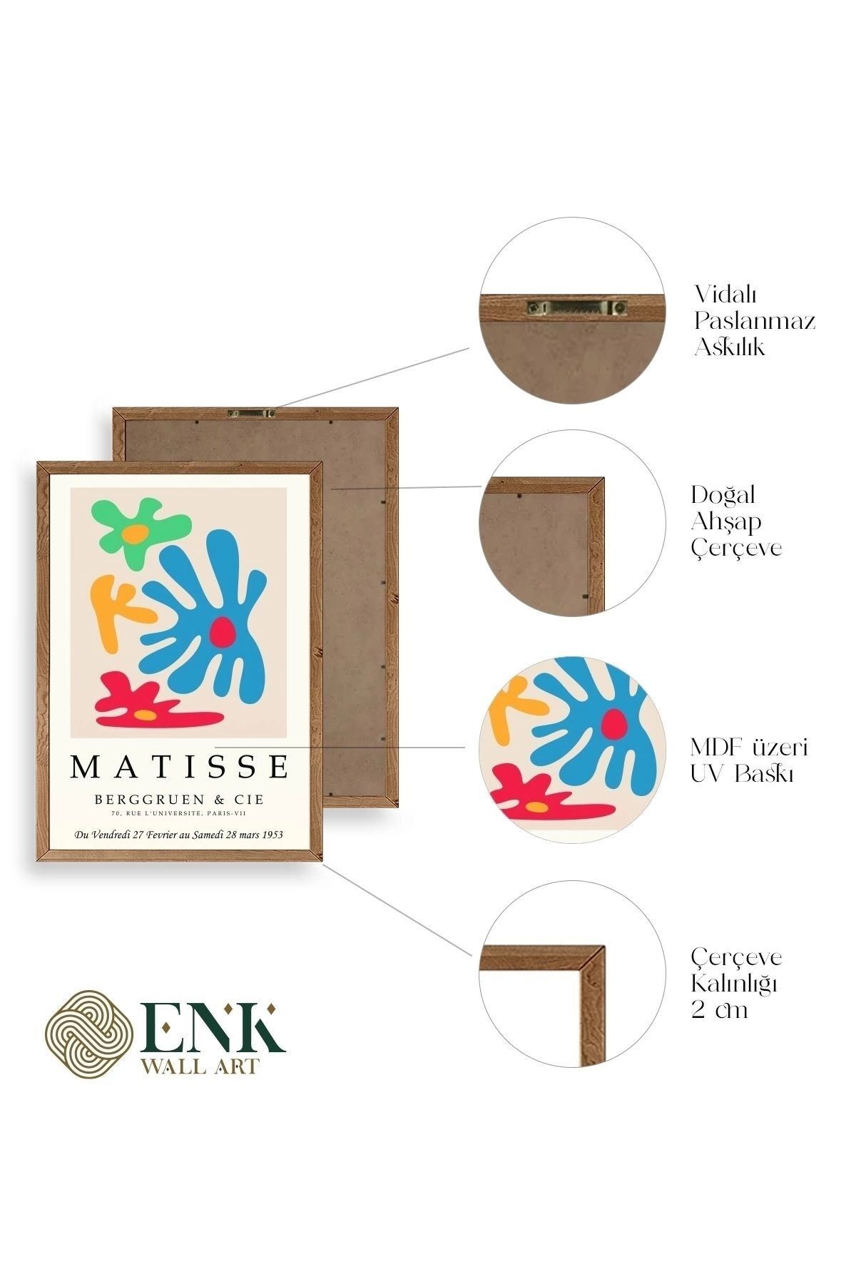 Matisse Üçlü Ahşap Çerçeveli Tablo 40 x 60