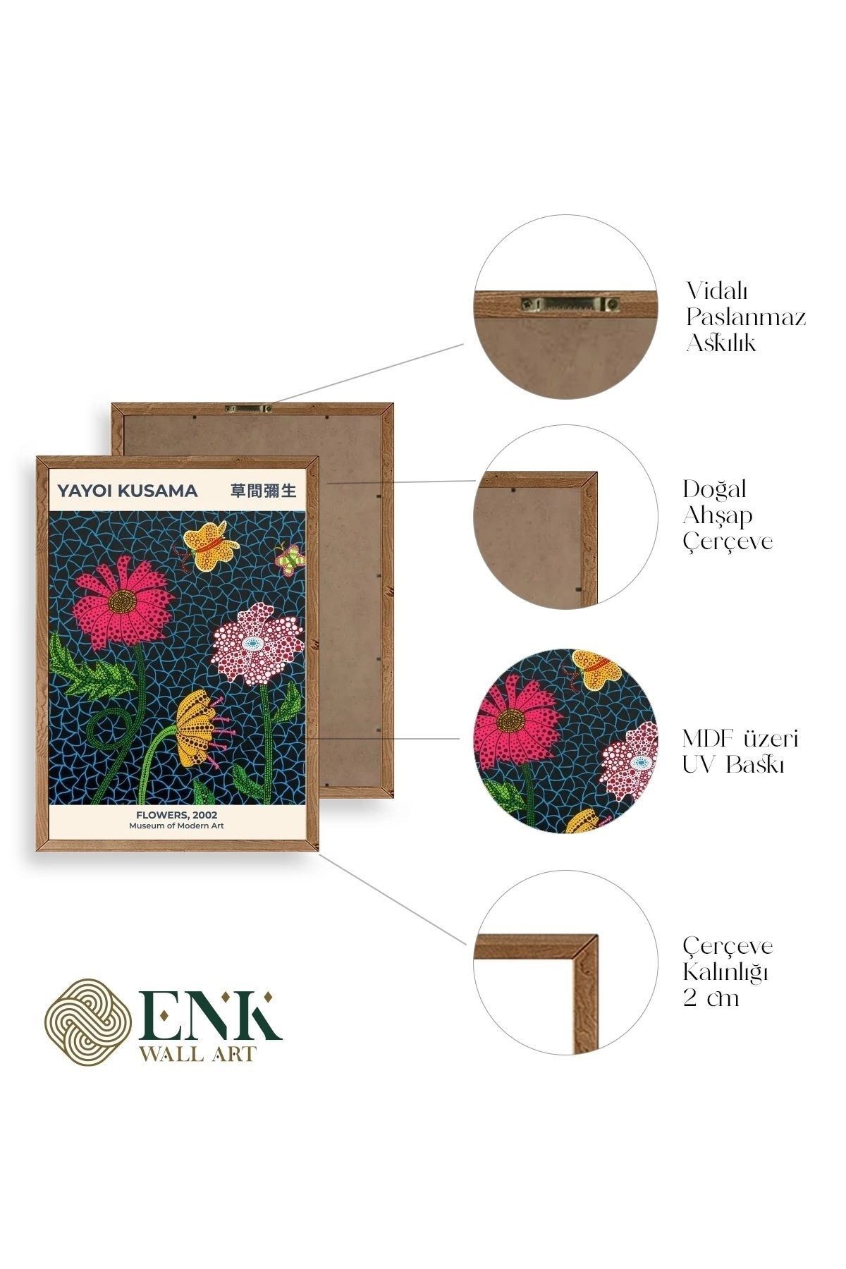 Yayoi Kusama Ahşap Çerçeveli Tablo 30 x 42