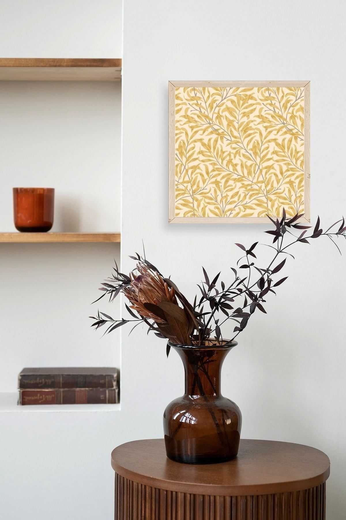 Yapraklar Ahşap Çerçeveli Tablo 23 x 23