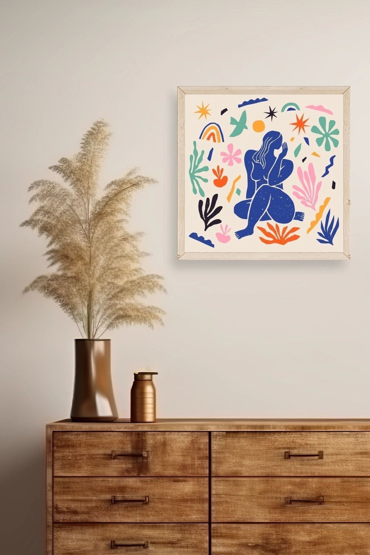 Kadın Ahşap Çerçeveli Tablo 50 x 50