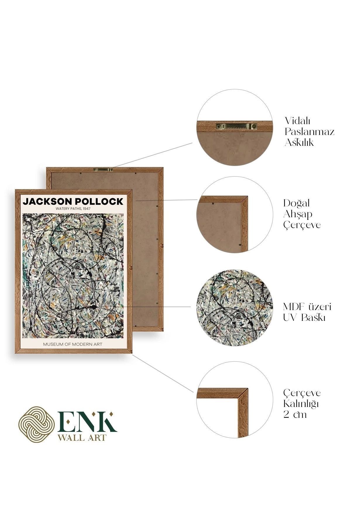 Jackson Polloc Ahşap Çerçeveli Tablo 30 x 42