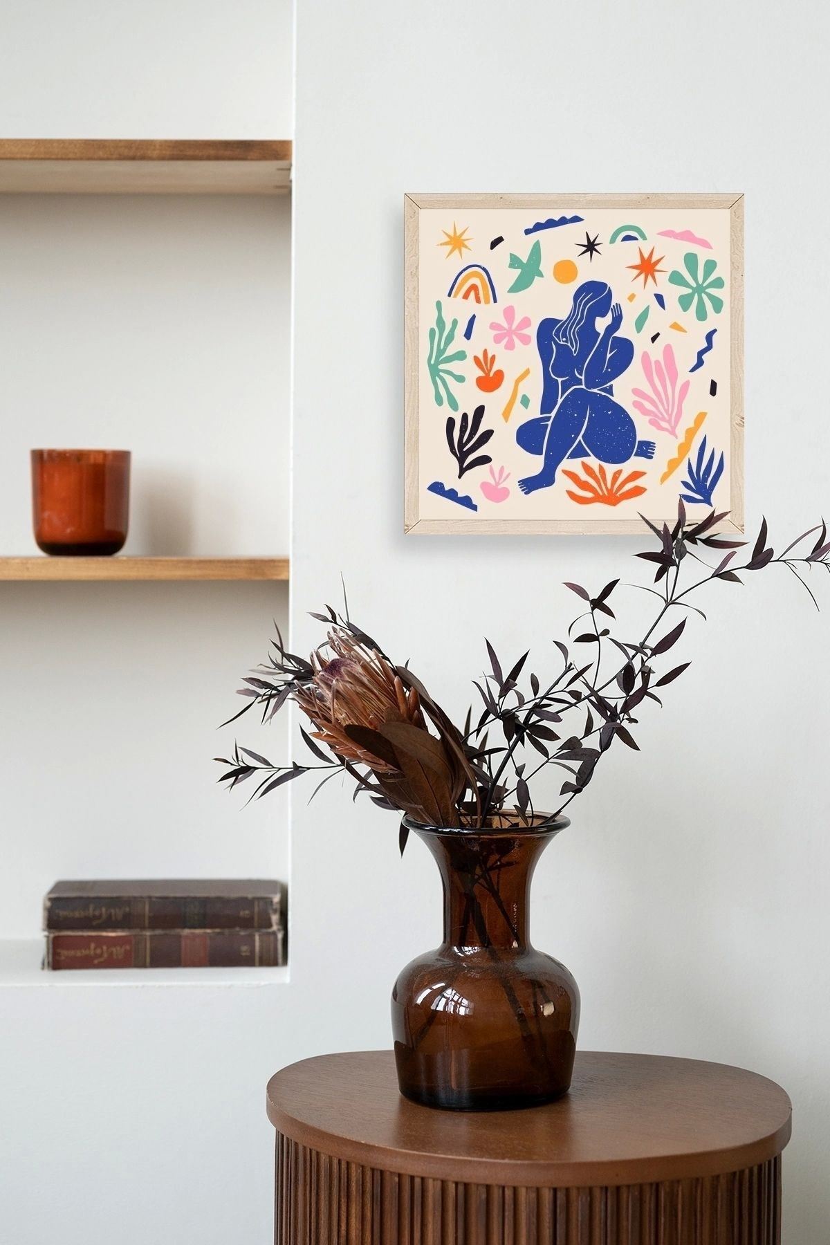 Kadın Ahşap Çerçeveli Tablo 42 x 42