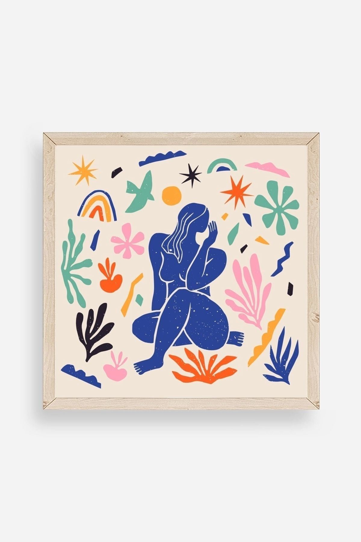 Kadın Ahşap Çerçeveli Tablo 23 x 23