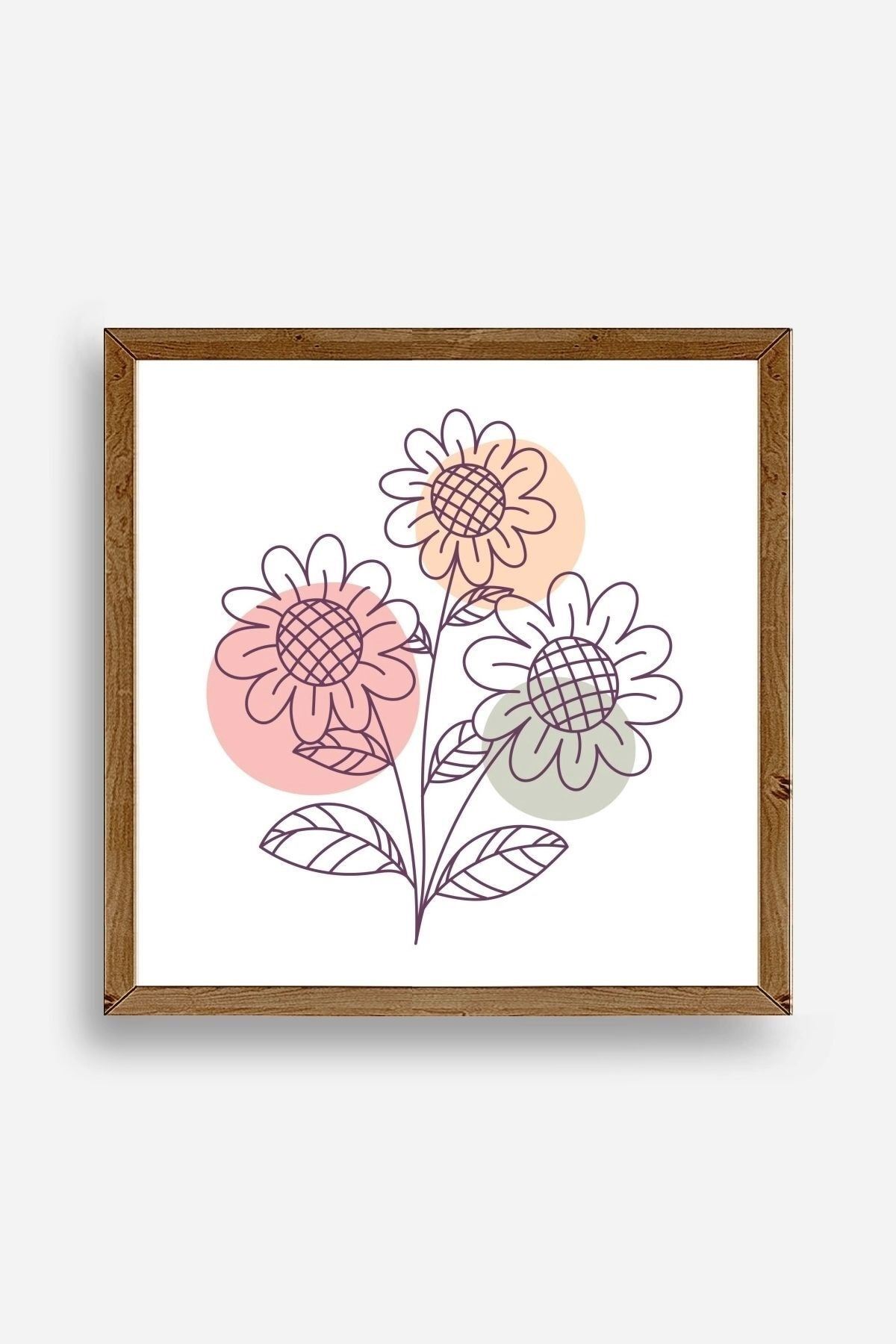 Çiçek Ahşap Çerçeveli Tablo 50 x 50