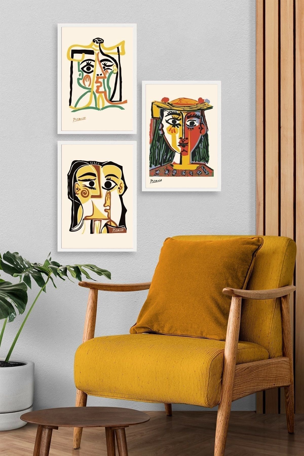 Picasso Üçlü Ahşap Çerçeveli Tablo 50 x 70