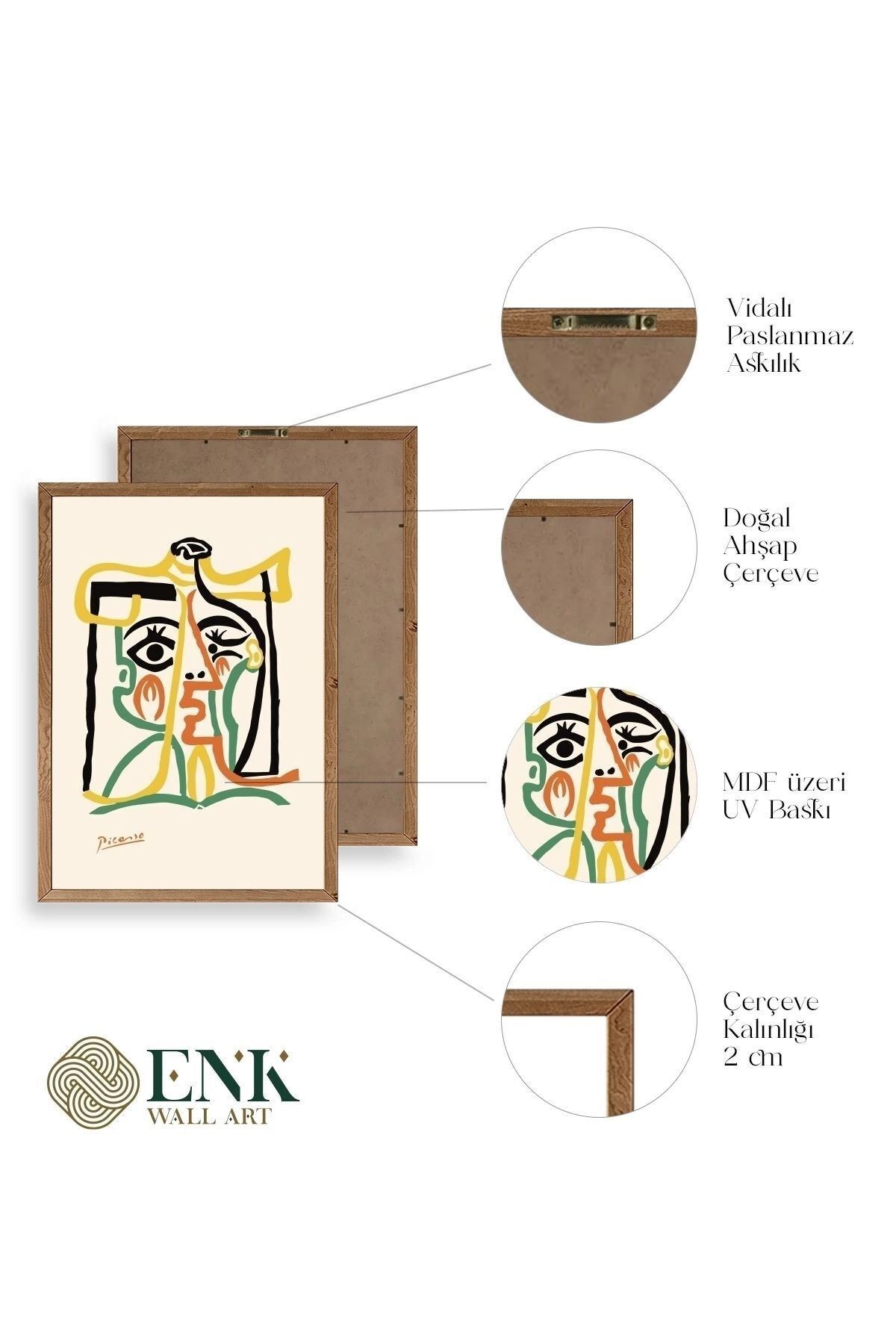 Picasso Üçlü Ahşap Çerçeveli Tablo 50 x 70