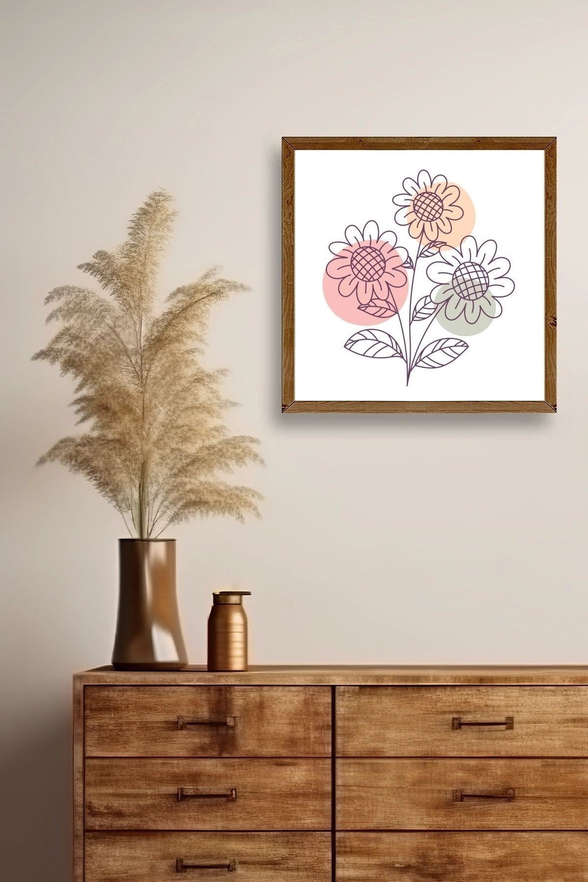 Çiçek Ahşap Çerçeveli Tablo 23 x 23