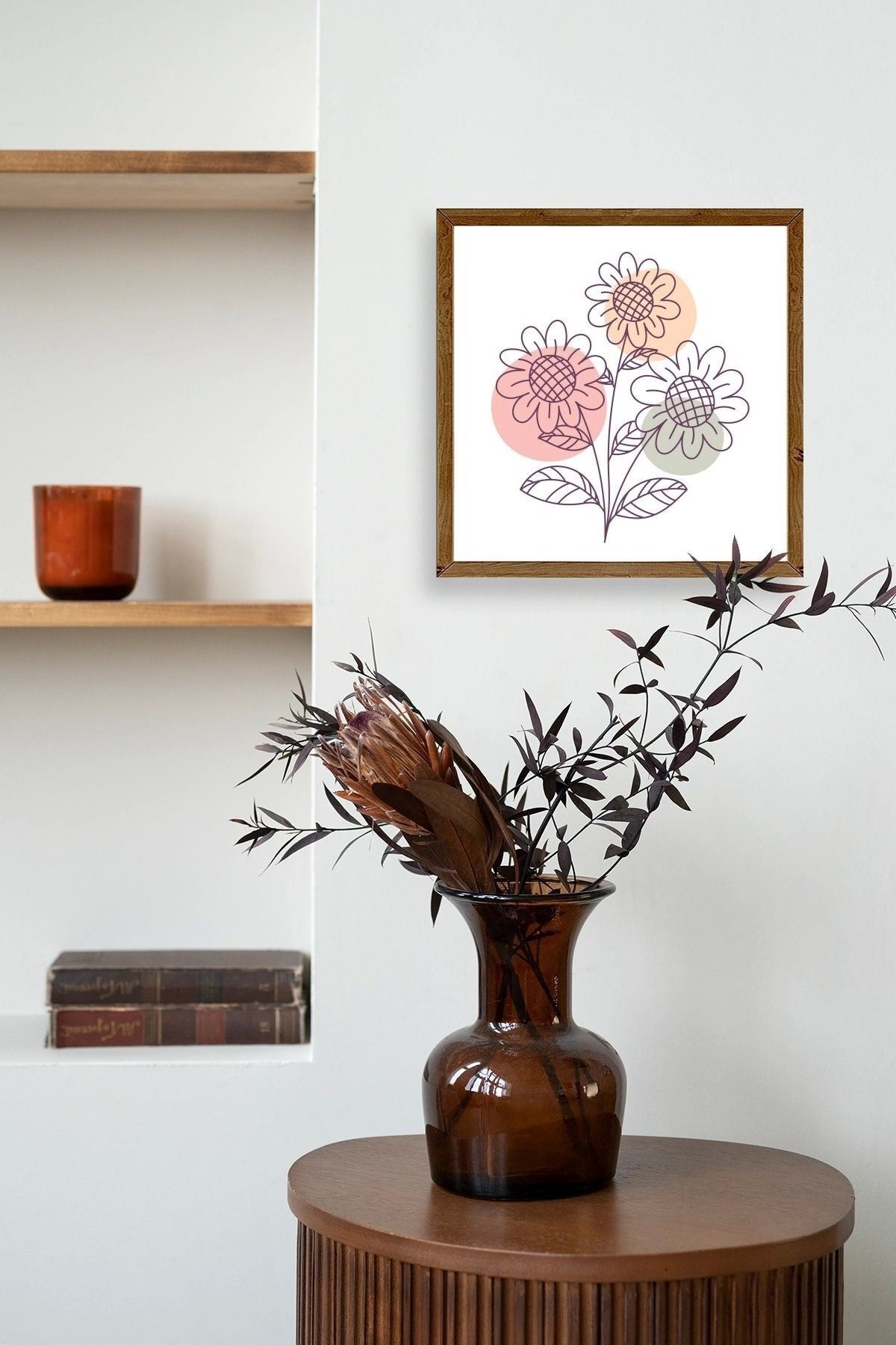 Çiçek Ahşap Çerçeveli Tablo 23 x 23