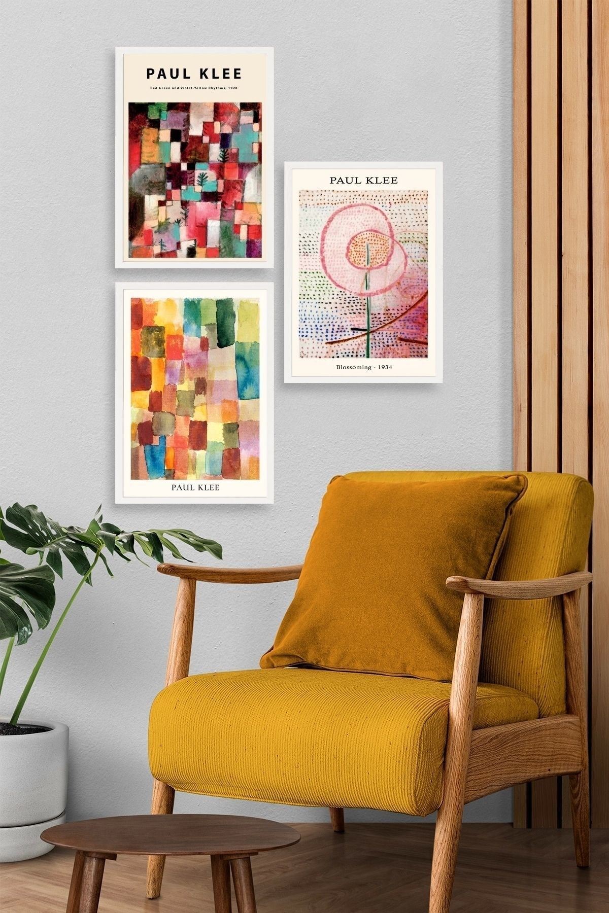 Paul Klee Üçlü Ahşap Çerçeveli Tablo 23 x 30