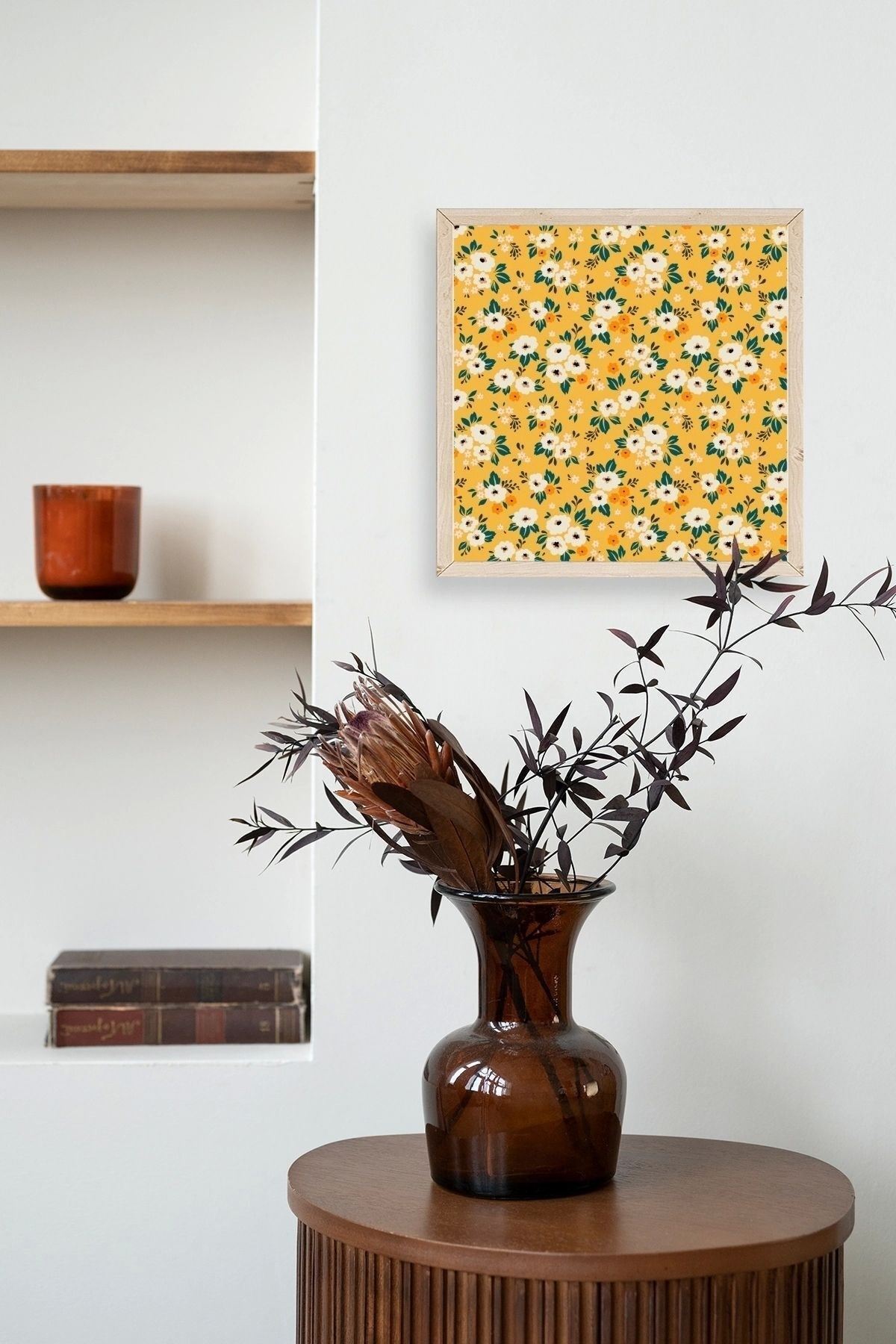 Çiçek Ahşap Çerçeveli Tablo 23 x 23