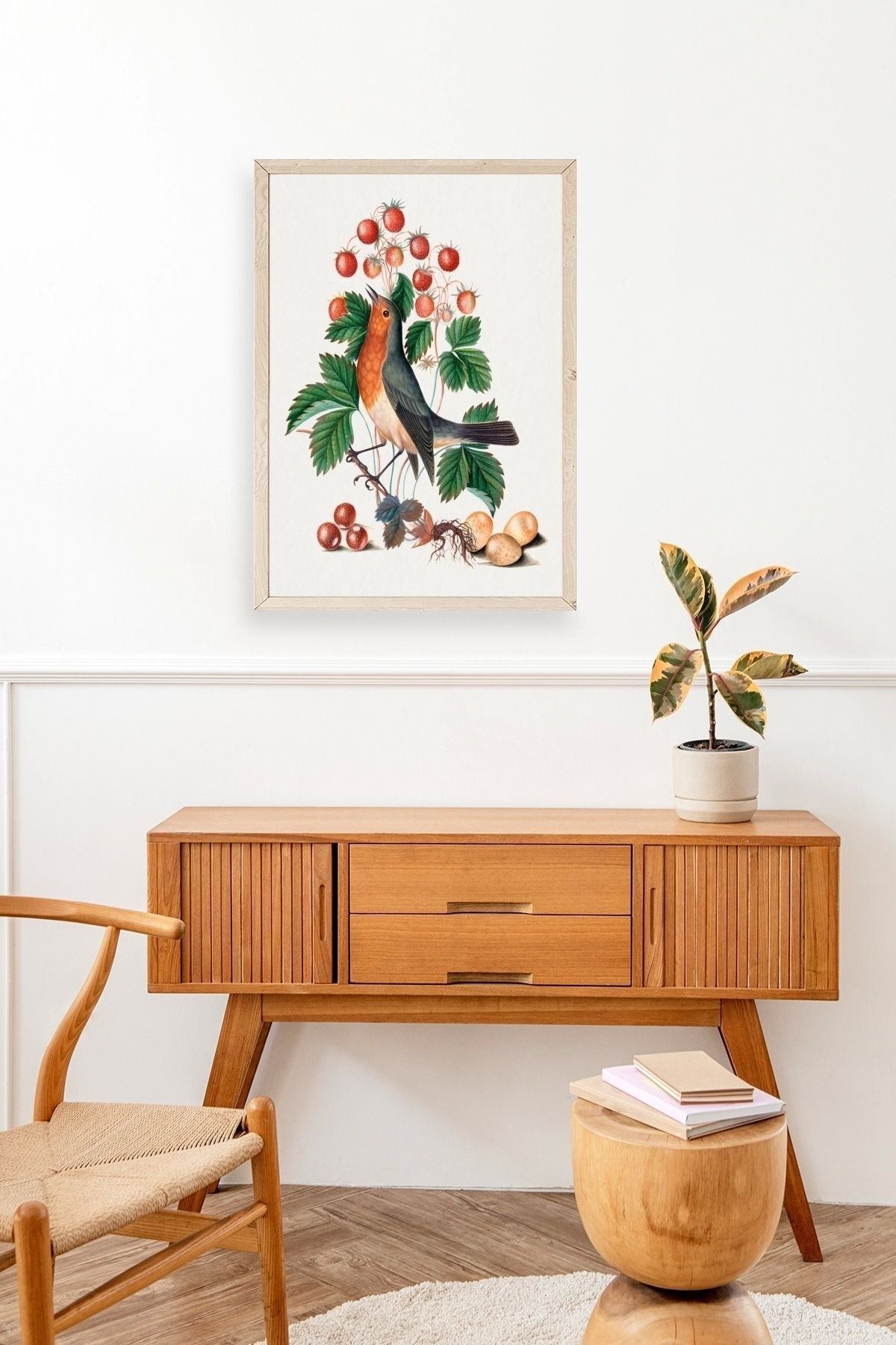 Daldaki Kuş Ahşap Çerçeveli Tablo 30 x 42