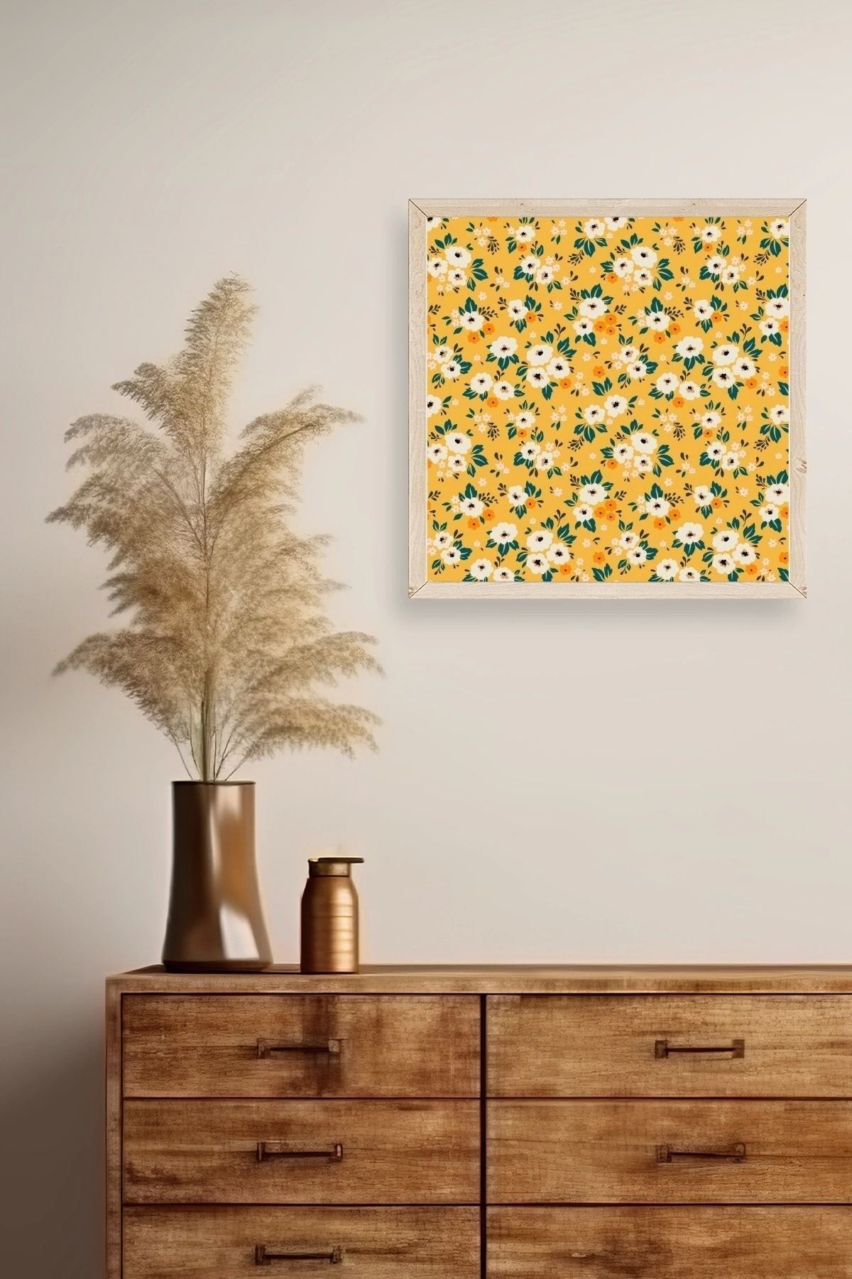 Çiçek Ahşap Çerçeveli Tablo 50 x 50