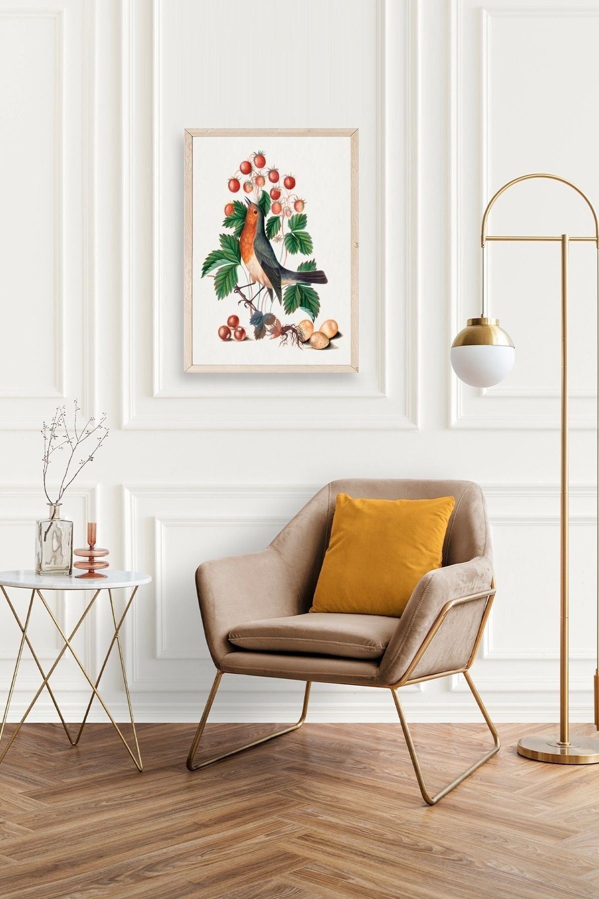 Daldaki Kuş Ahşap Çerçeveli Tablo 23 x 30