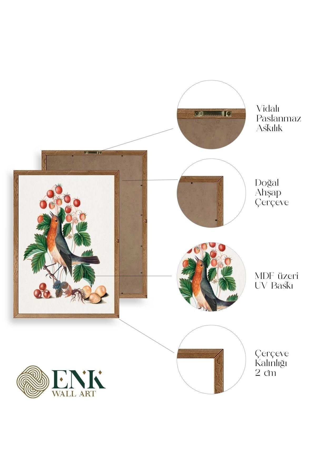 Daldaki Kuş Ahşap Çerçeveli Tablo 23 x 30