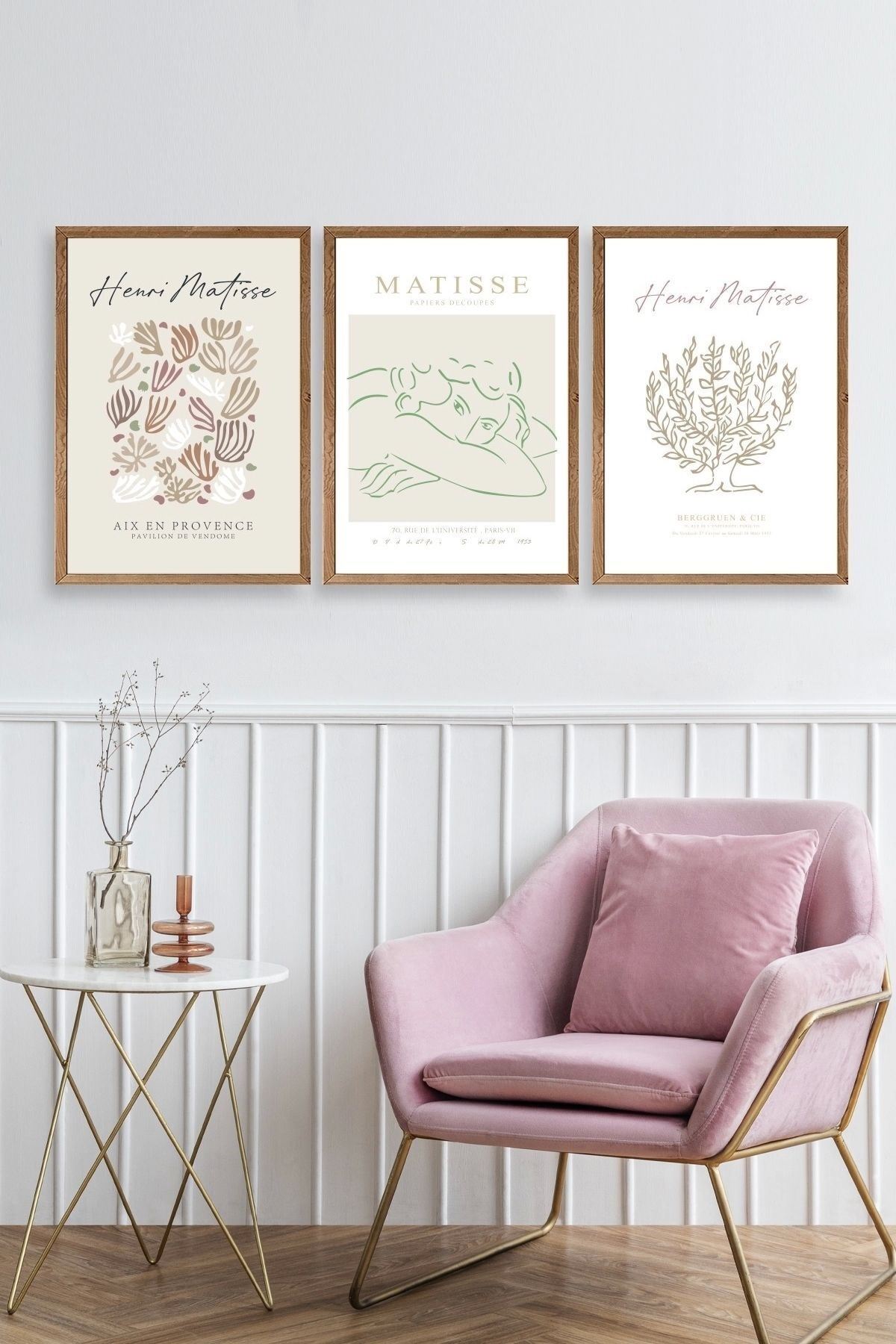 Matisse Üçlü Ahşap Çerçeveli Tablo 30 x 40