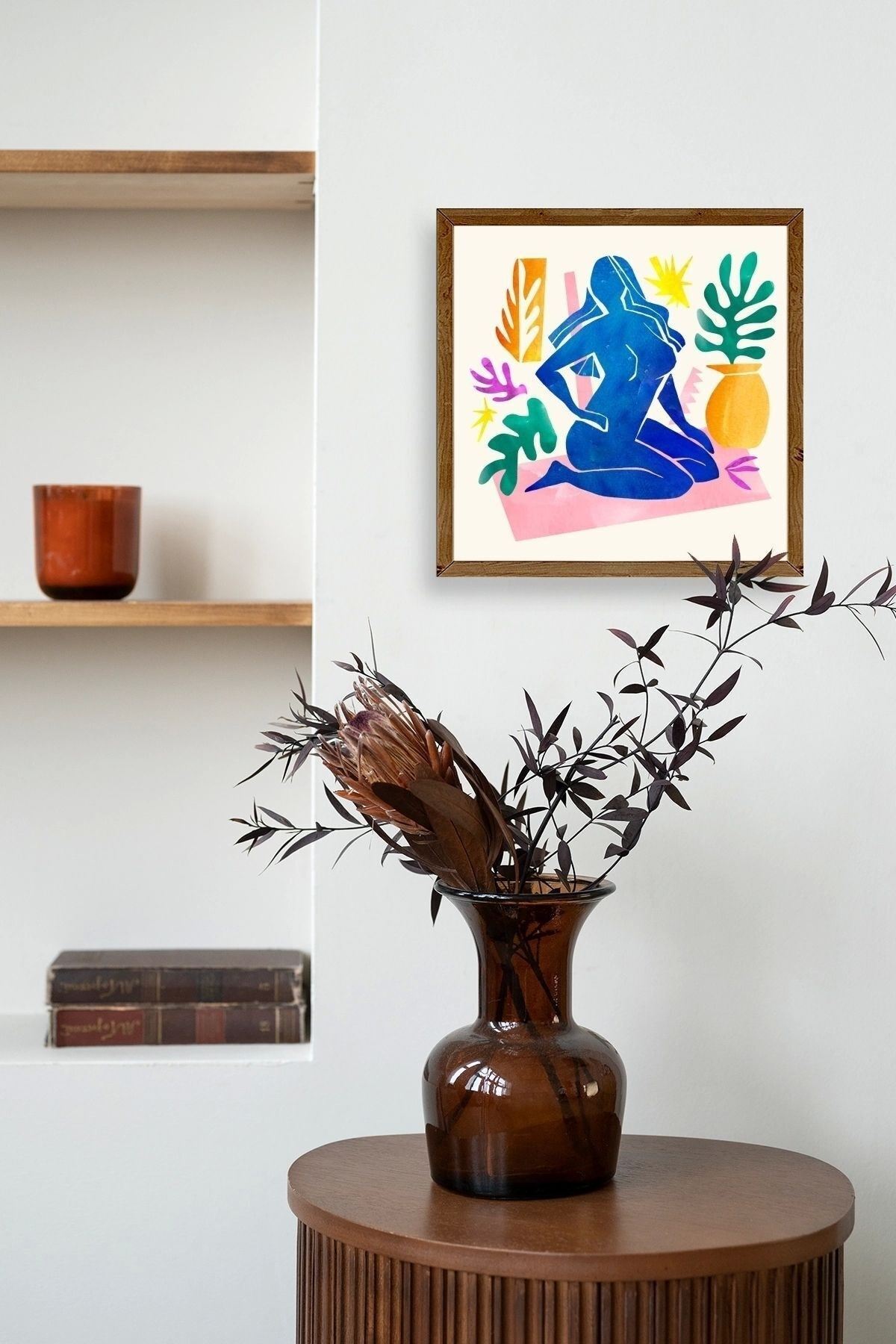 Kadın Ahşap Çerçeveli Tablo 50 x 50