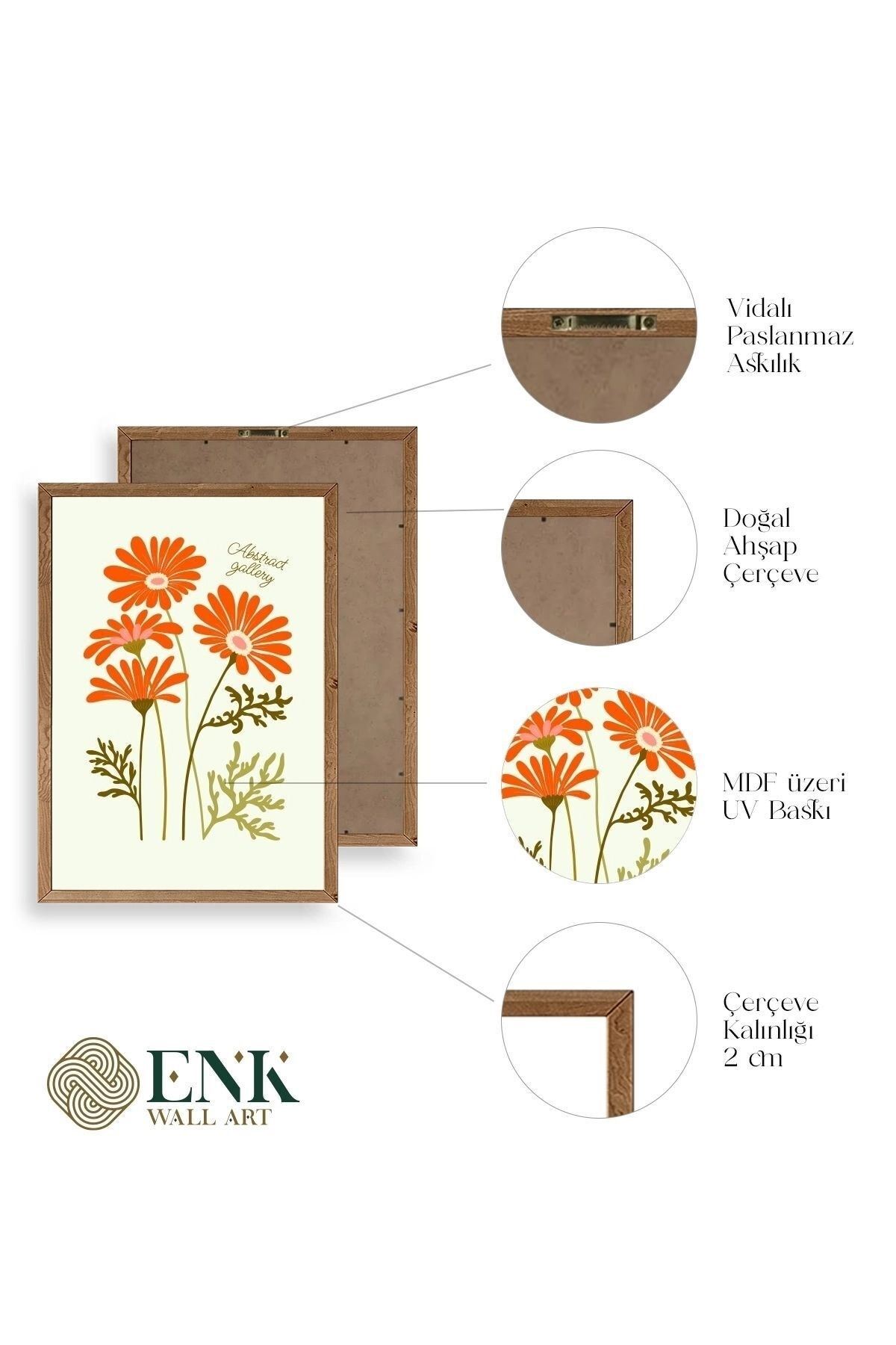 Botanik Üçlü Ahşap Çerçeveli Tablo 40 x 60