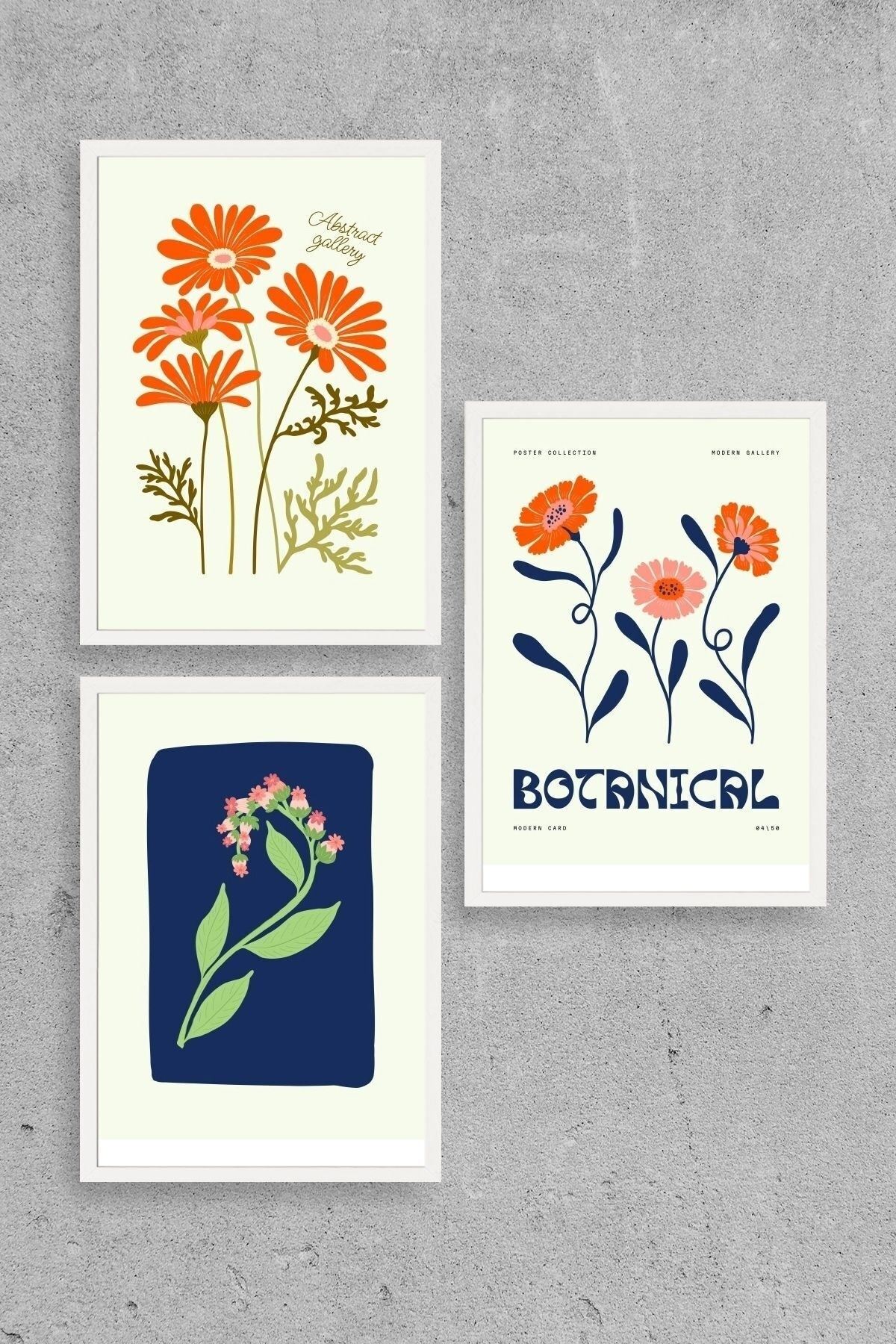 Botanik Üçlü Ahşap Çerçeveli Tablo 23 x 30