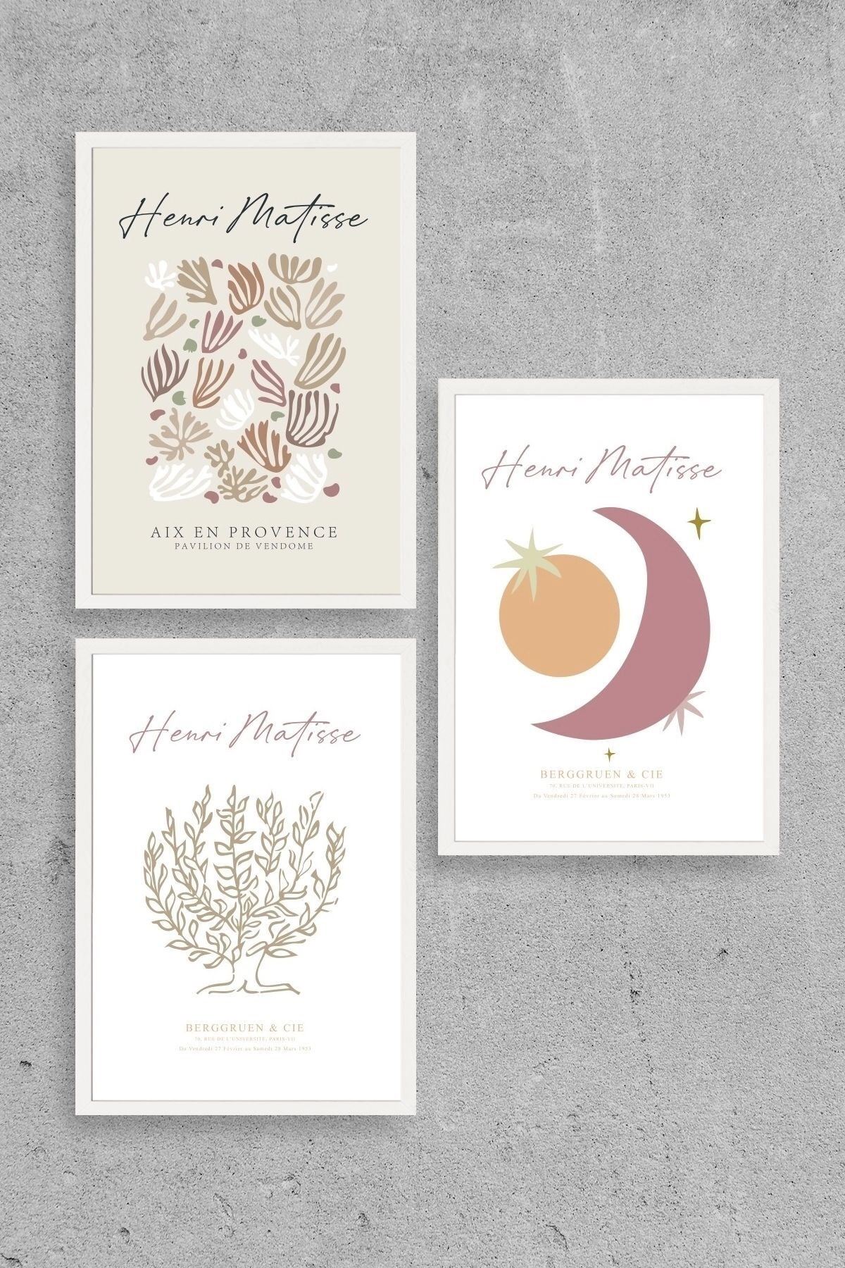 Matisse Üçlü Ahşap Çerçeveli Tablo 50 x 70