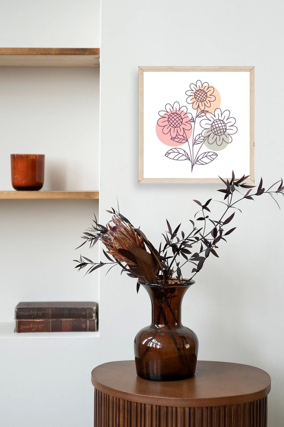 Çiçek Ahşap Çerçeveli Tablo 23 x 23