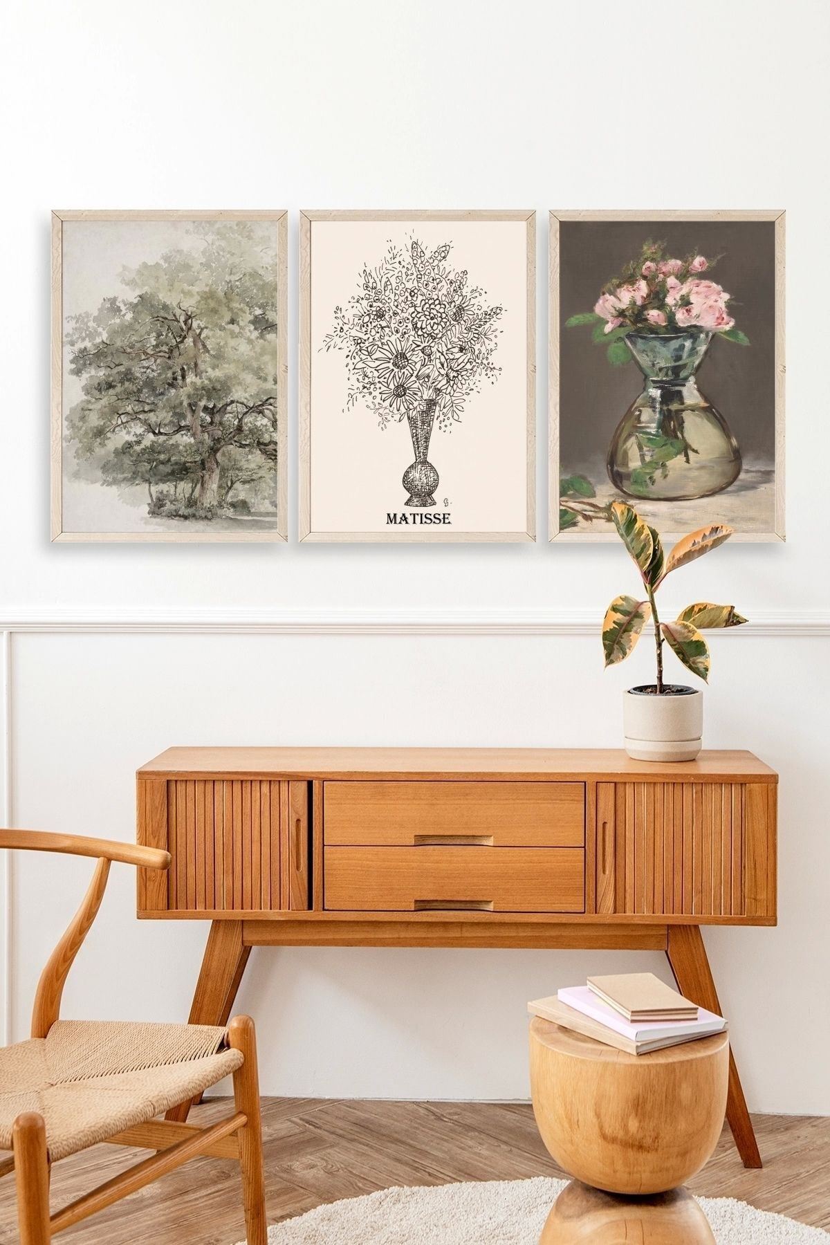 Matisse Üçlü Ahşap Çerçeveli Tablo 40 x 60