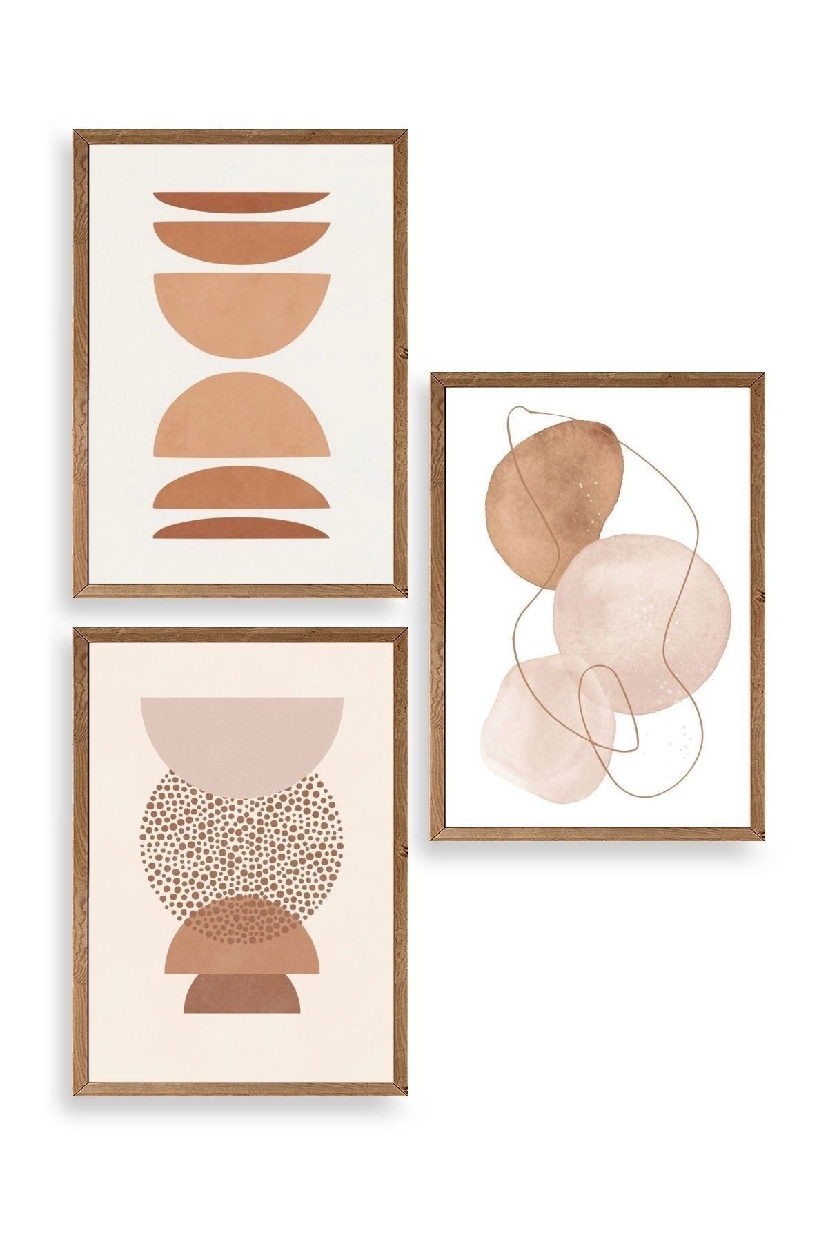 Modern Üçlü Ahşap Çerçeveli Tablo 23 x 30