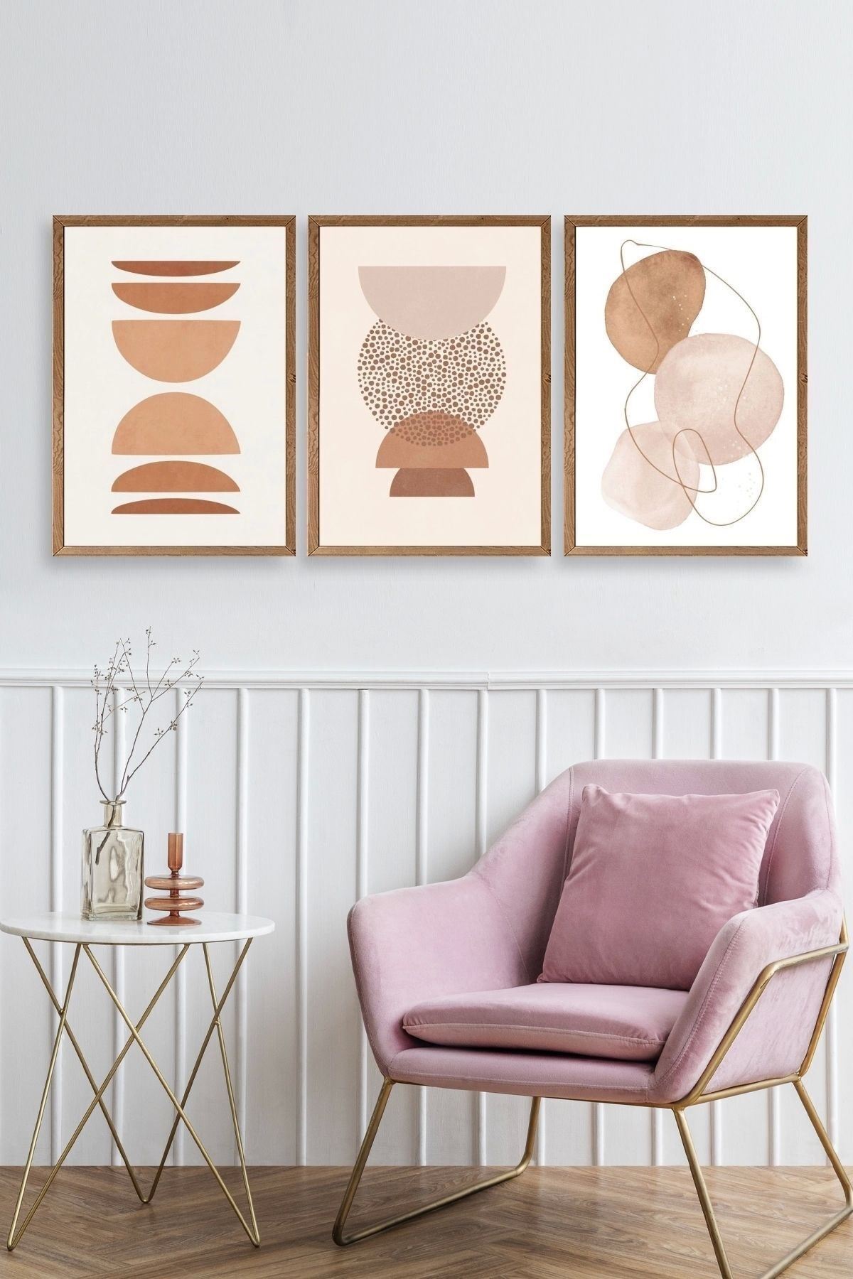 Modern Üçlü Ahşap Çerçeveli Tablo 50 x 70