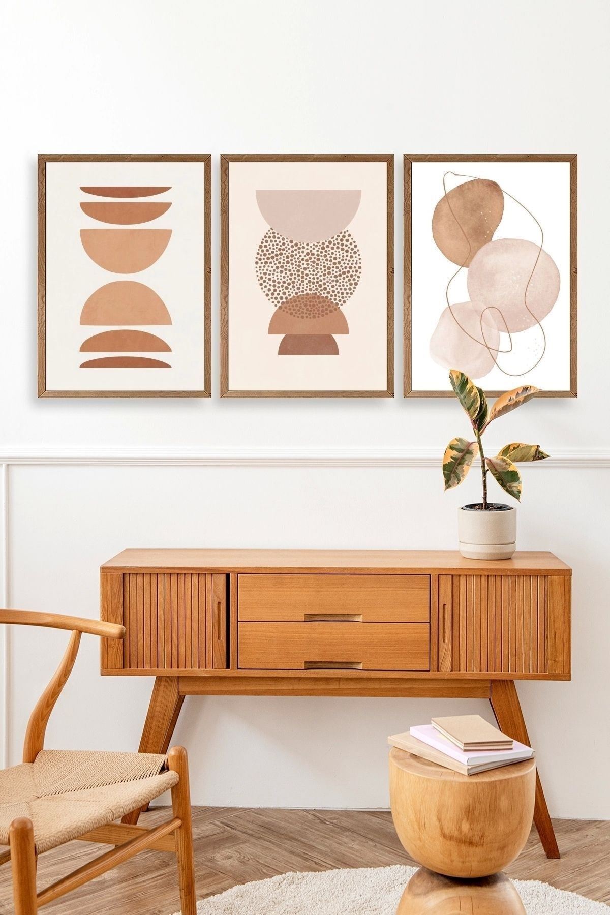 Modern Üçlü Ahşap Çerçeveli Tablo 50 x 70