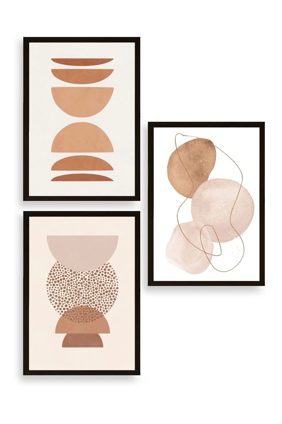 Modern Üçlü Ahşap Çerçeveli Tablo 50 x 70