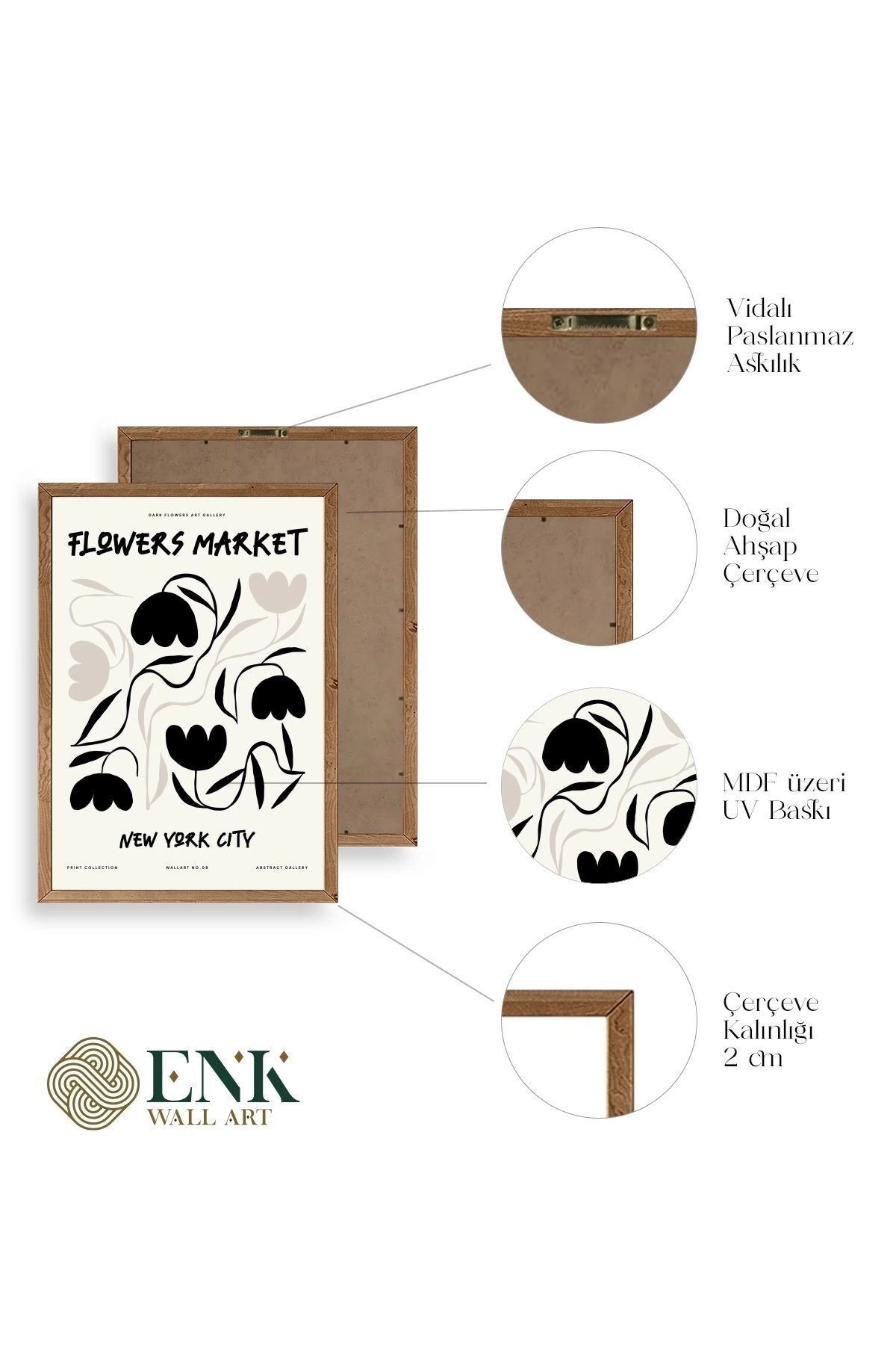 Çiçek Ahşap Çerçeveli Tablo 30 x 42