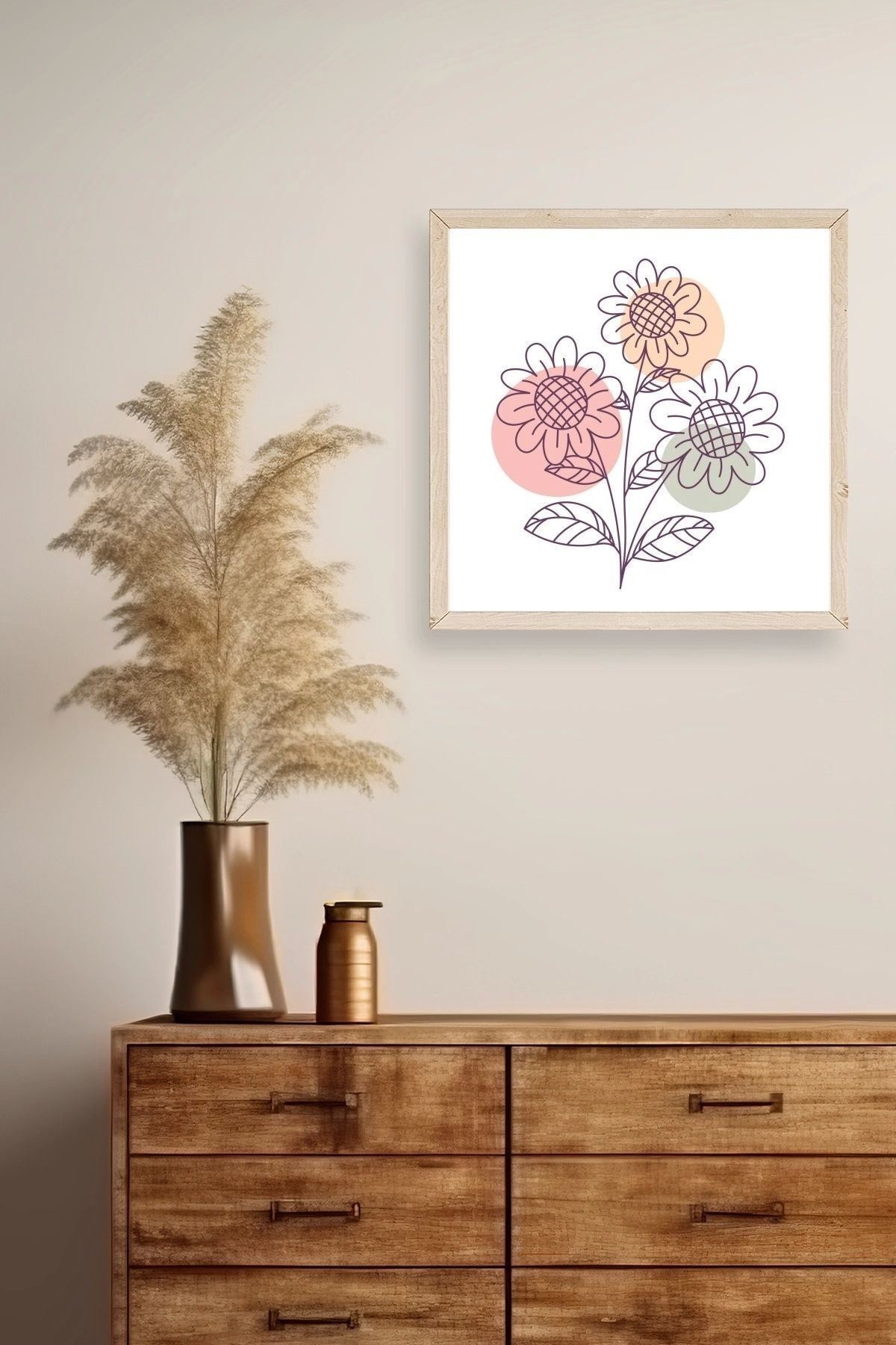 Çiçek Ahşap Çerçeveli Tablo 23 x 23