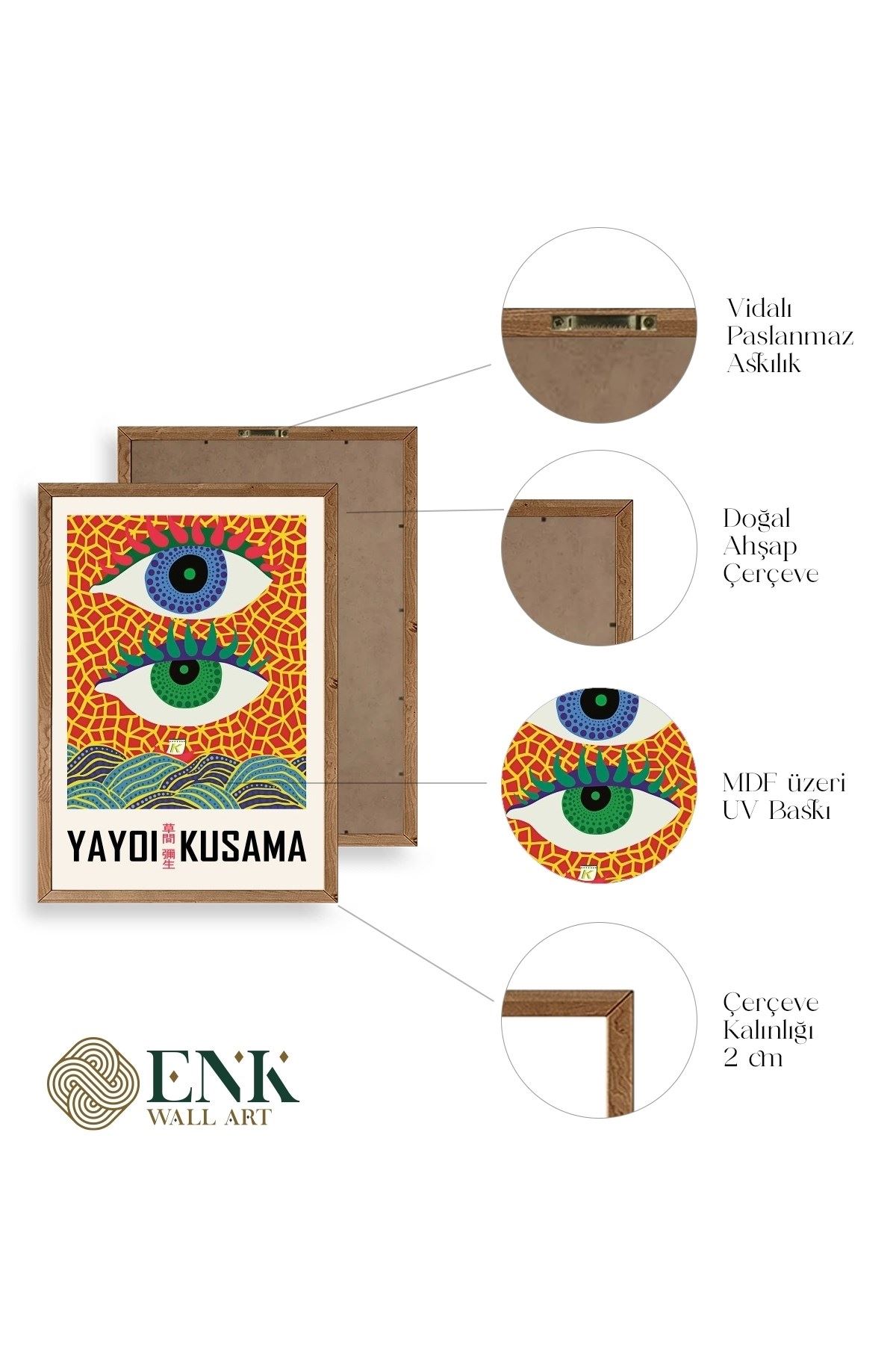 Yayoi Kusama Ahşap Çerçeveli Tablo 50 x 70