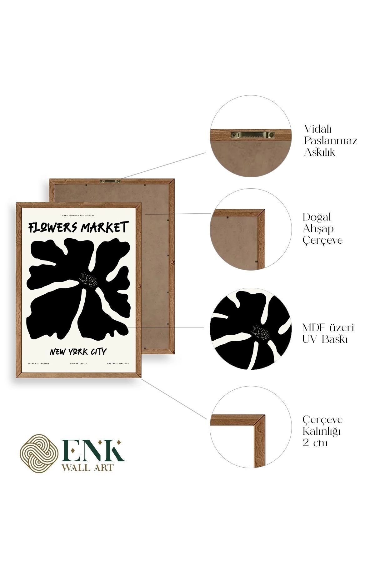 Çiçek Ahşap Çerçeveli Tablo 23 x 30