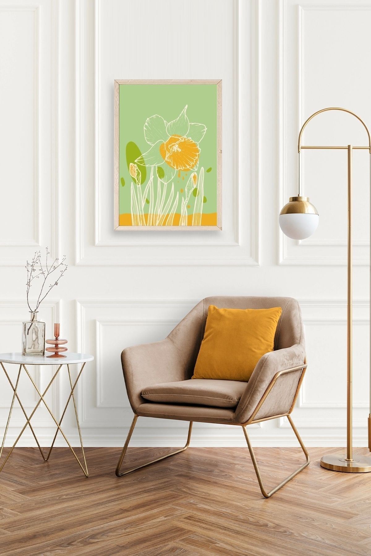 Çiçek Ahşap Çerçeveli Tablo 17 x 23