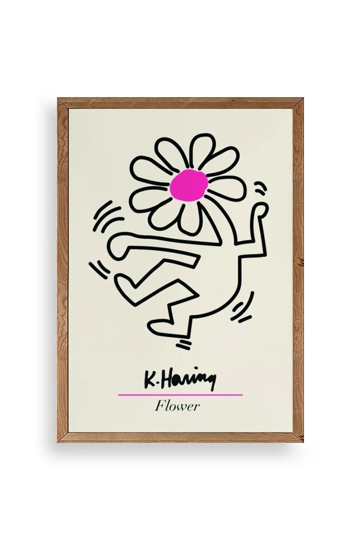 Soyut Çiçek Adam Ahşap Çerçeveli Tablo 30 x 42