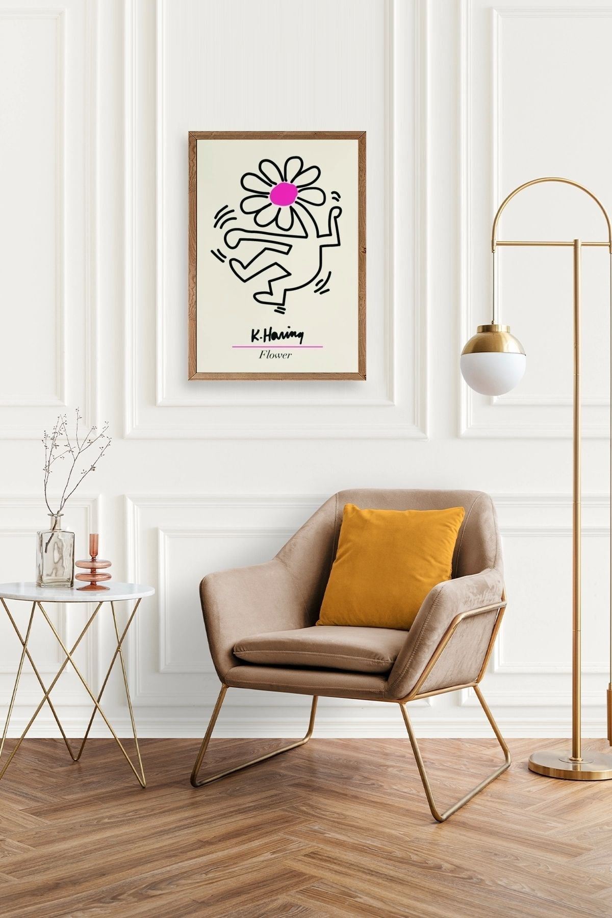 Soyut Çiçek Adam Ahşap Çerçeveli Tablo 30 x 42